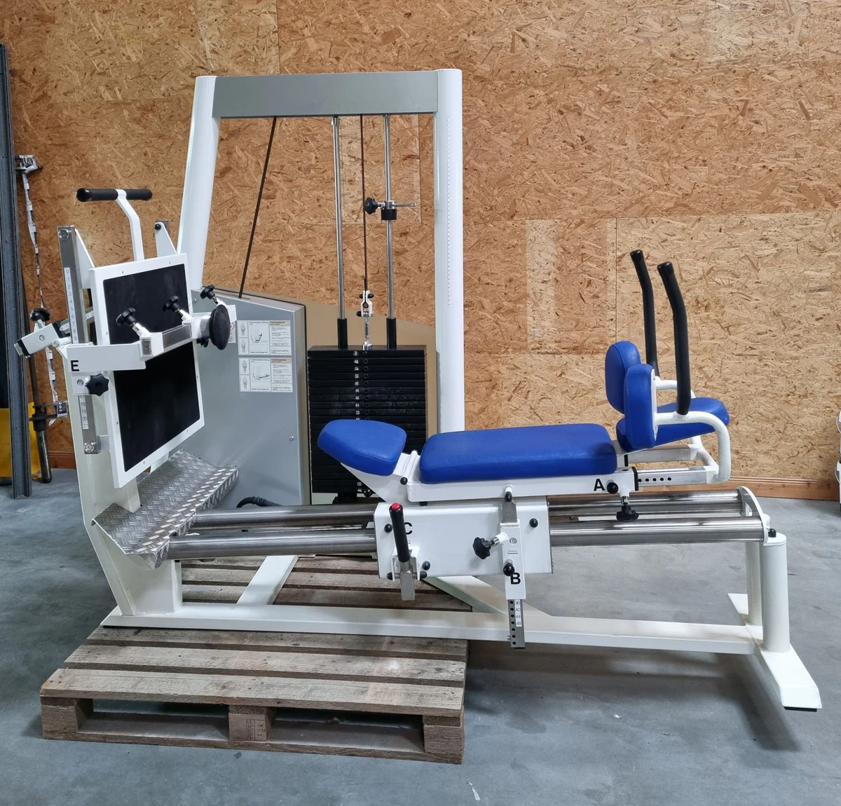 Kaphingst Funktionsstemme, verstellbare Beinpresse, mit Kippkreisel, MPG, Rahmenfarbe Weiß, Polsterfarbe Blau, gebraucht - überholter Zustand - Image 4