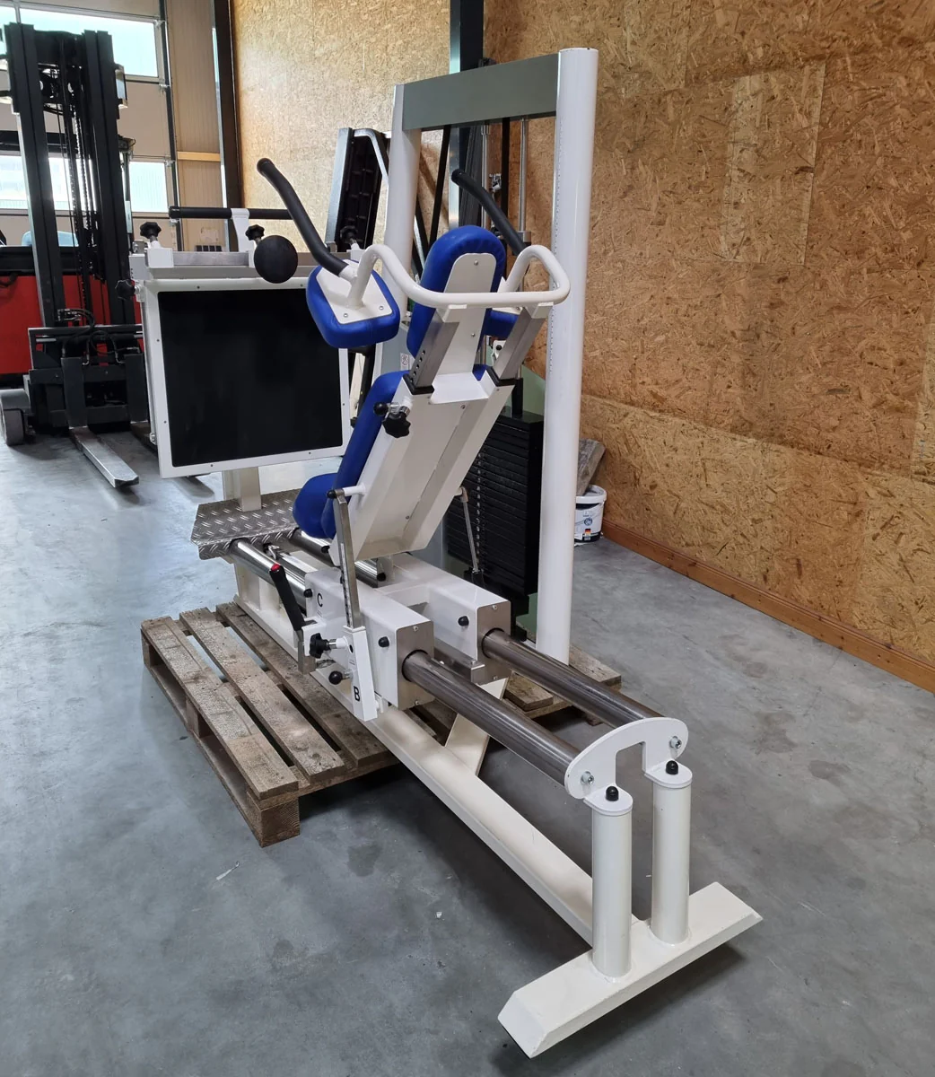 Kaphingst Funktionsstemme, verstellbare Beinpresse, mit Kippkreisel, MPG, Rahmenfarbe Weiß, Polsterfarbe Blau, gebraucht - überholter Zustand - Image 6