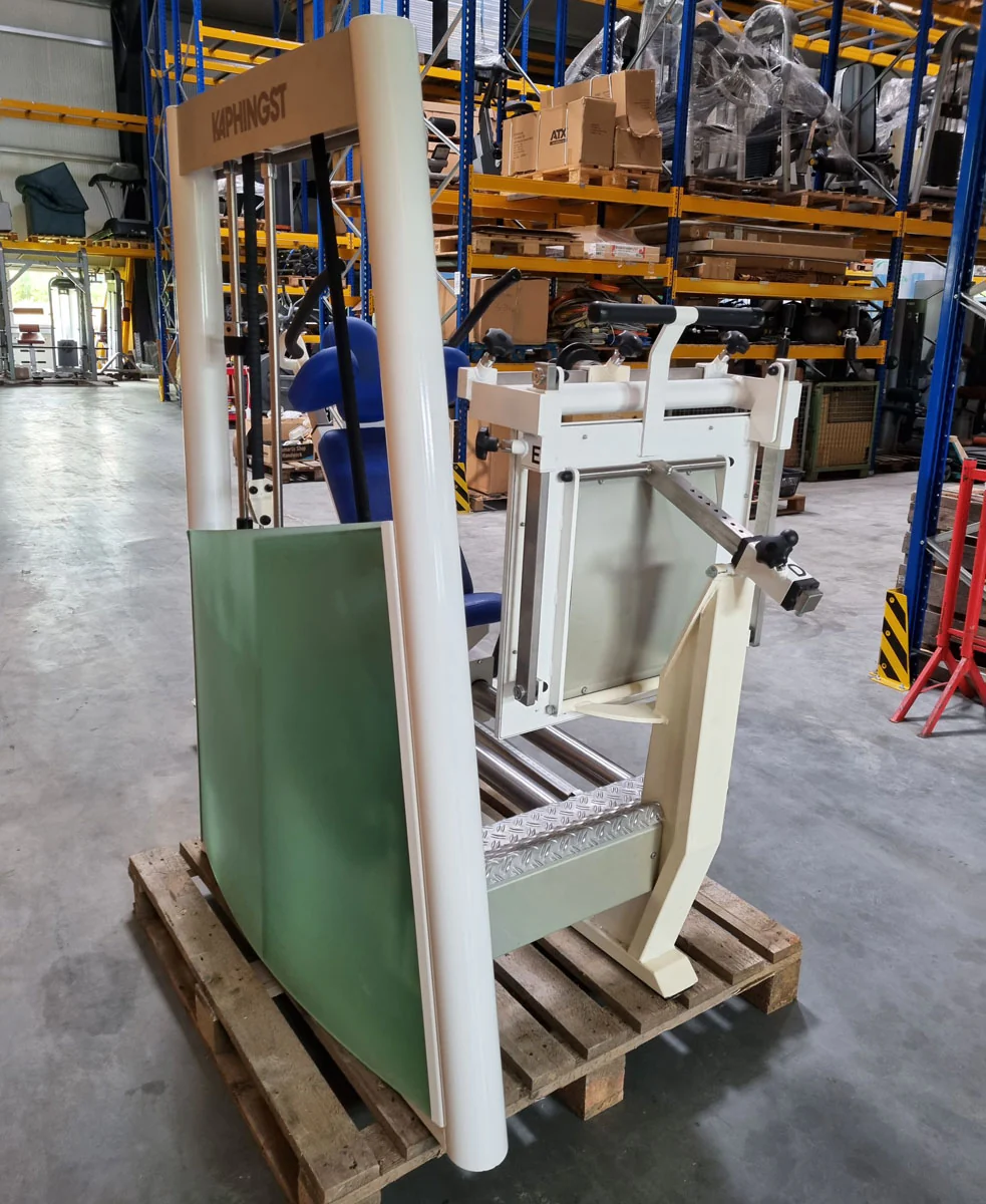 Kaphingst Funktionsstemme, verstellbare Beinpresse, mit Kippkreisel, MPG, Rahmenfarbe Weiß, Polsterfarbe Blau, gebraucht - überholter Zustand - Image 8