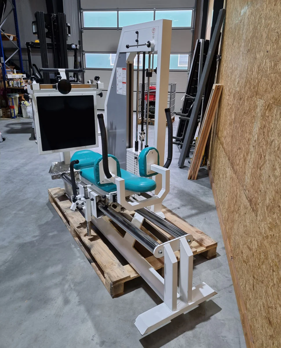 Kaphingst Funktionsstemme, verstellbare Beinpresse, mit Kippkreisel, MPG, Rahmenfarbe Weiß, Polsterfarbe Türkis, gebraucht - überholter Zustand - Image 5