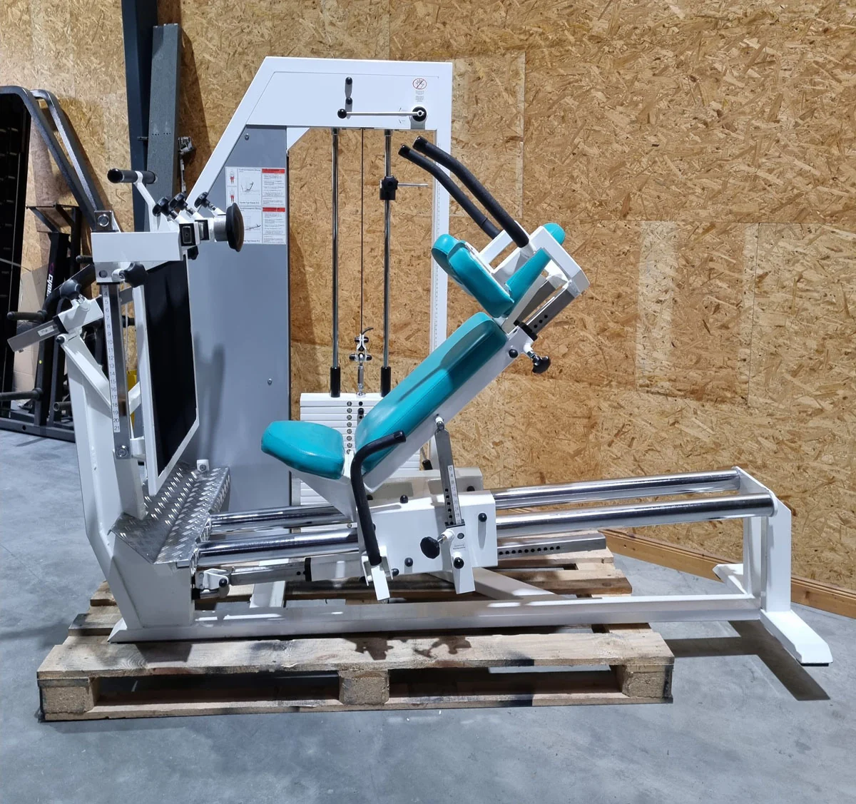Kaphingst Funktionsstemme, verstellbare Beinpresse, mit Kippkreisel, MPG, Rahmenfarbe Weiß, Polsterfarbe Türkis, gebraucht - überholter Zustand - Image 6