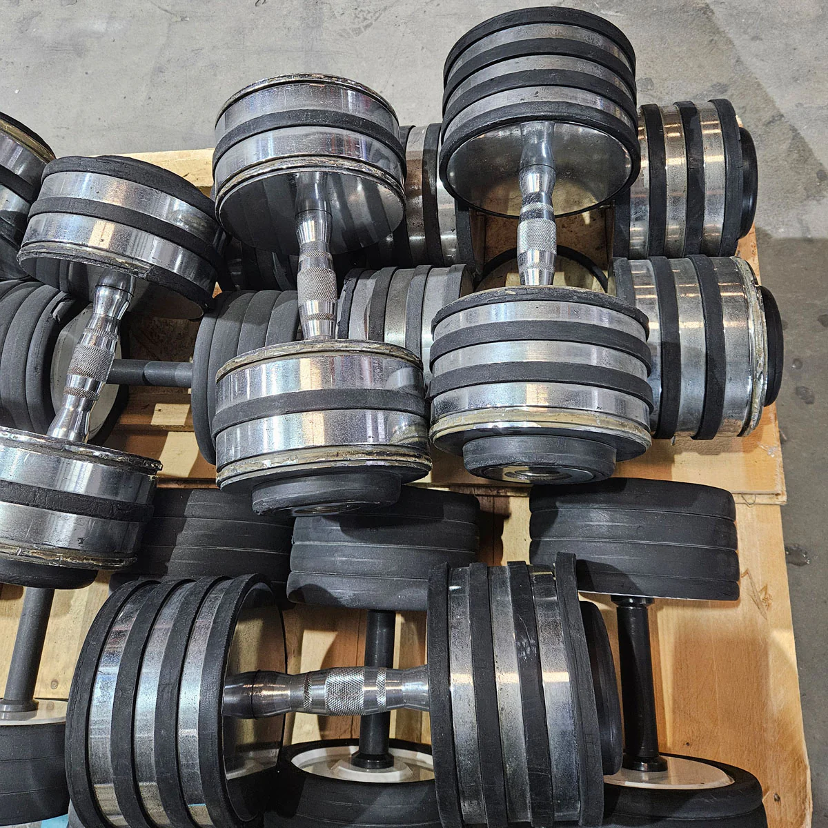 Kurzhantelsatz aus Guss bzw Chrom von 40 bis 50kg in 2,5kg Stufen ( 5 Paare ) Oldschool, gebraucht - mit Gebrauchsspuren - Image 6