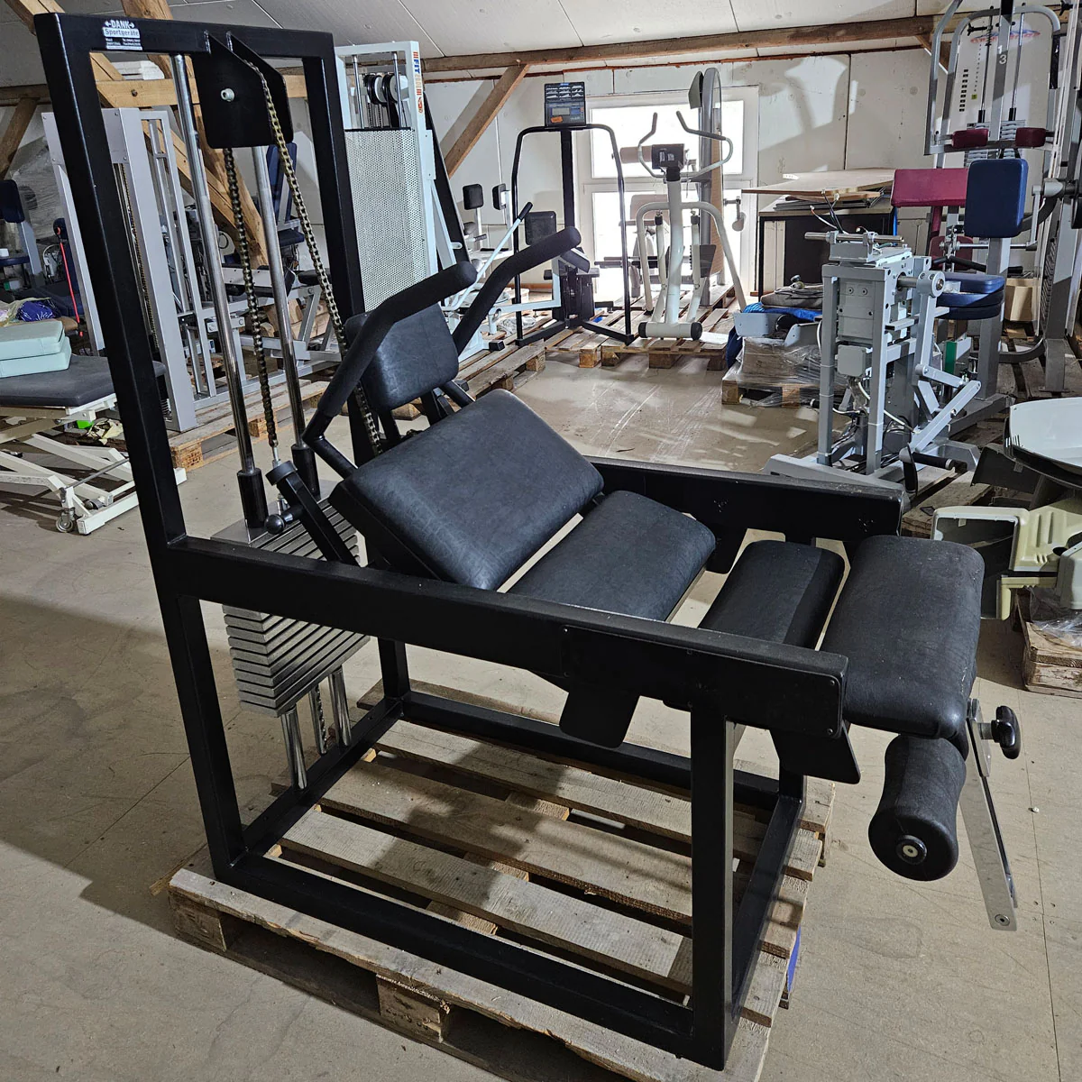 L+K Bauchmaschine, Abdominal Crunch, Oldschool Bodybuilding Kraftgerät, Rahmen Schwarz, gebraucht mit Gebrauchsspuren - Image 3