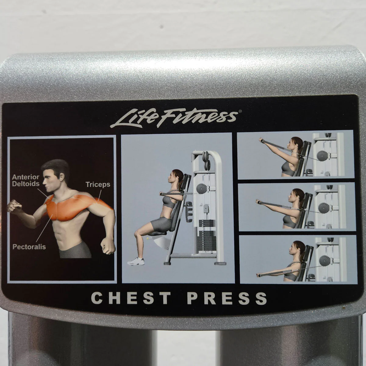 Life Fitness Chest Press, Bankdrückmaschine Dual Bilateral, Brustpresse mit drehbaren Griffen, Signature Series, Rahmenfarbe Silber, gebraucht - überholter Zustand - Image 11
