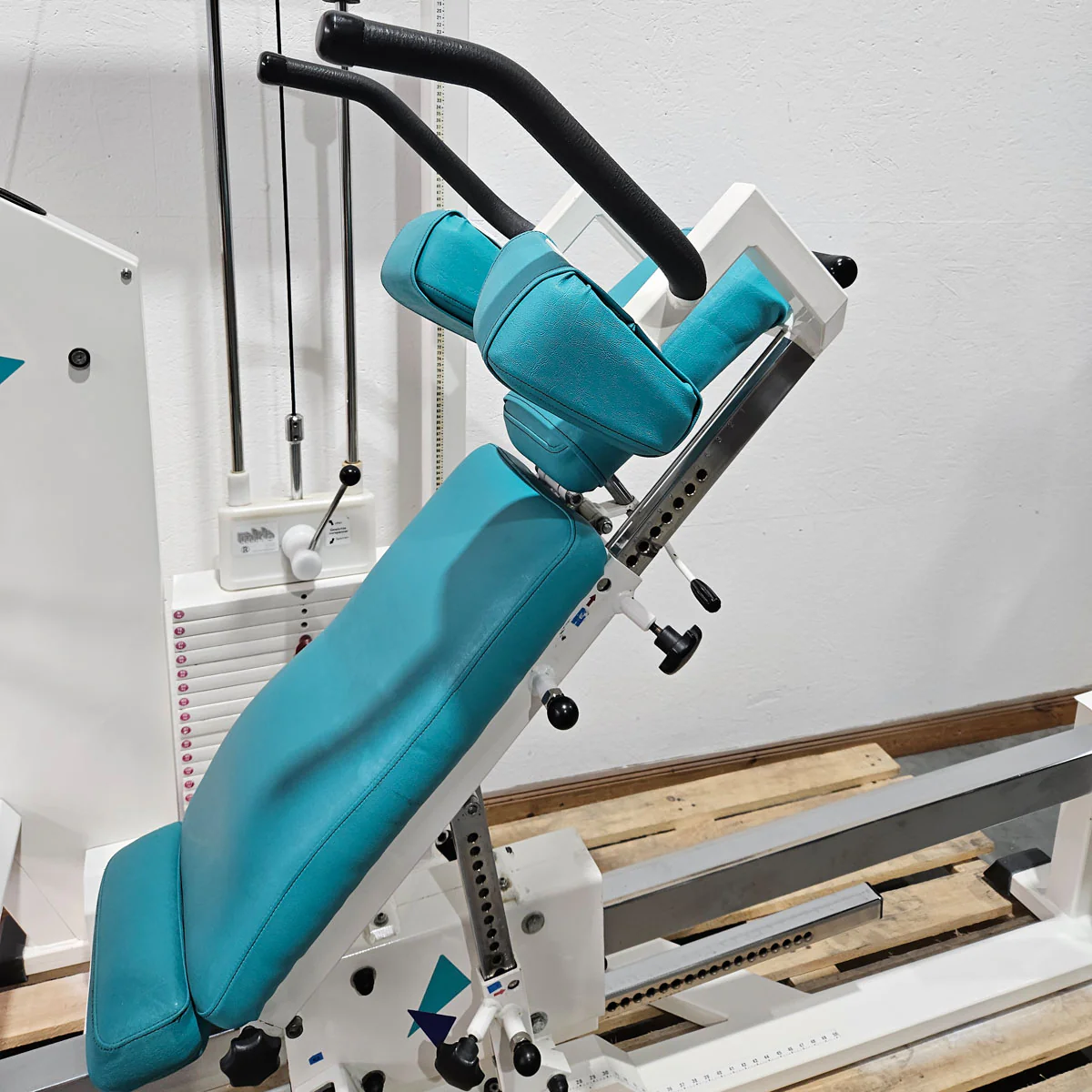 MKB Keller Funktionsstemme, Beinpresse verstellbar sitzend - liegend, Kippkreisel, 180kg Gewichtsblock, Farbe Weiß, gebraucht - überholter Zustand - Image 14