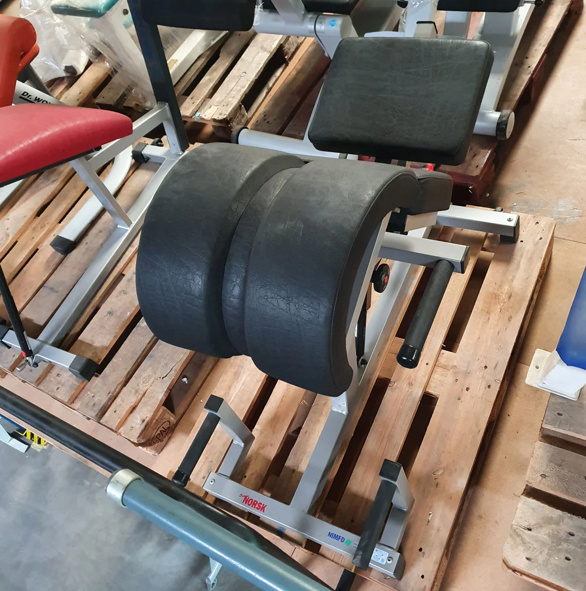 Norsk/ Sanimed Rückenstreckerbank, 45 Grad, Hyperextension, verstellbar, Rahmenfarbe Grau/Silber, Polsterfarbe Schwarz, gebraucht - überholter Zustand - Image 3