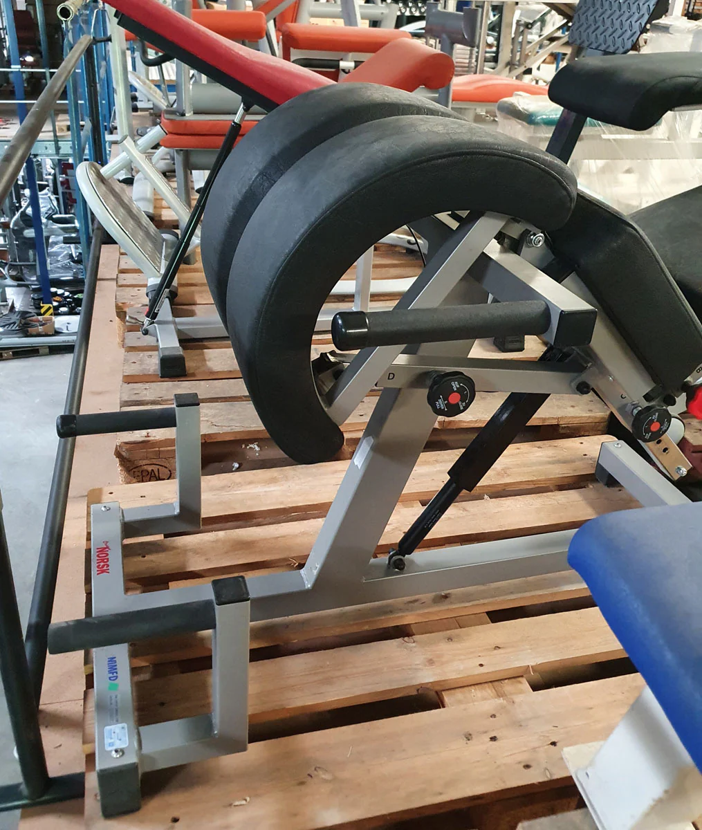 Norsk/ Sanimed Rückenstreckerbank, 45 Grad, Hyperextension, verstellbar, Rahmenfarbe Grau/Silber, Polsterfarbe Schwarz, gebraucht - überholter Zustand - Image 5