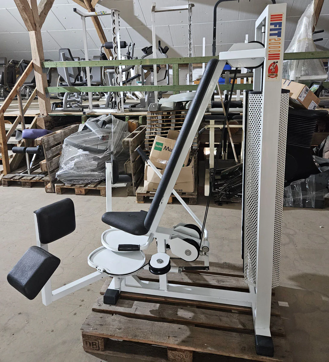 Panatta 2 Geräte im Set = Abduktoren und Adduktorenmaschine, Rahmen Weiß, Oldschool Bodybuilding Kraftgeräte, Fit 2000 Serie, gebraucht mit Gebrauchsspuren - Image 4