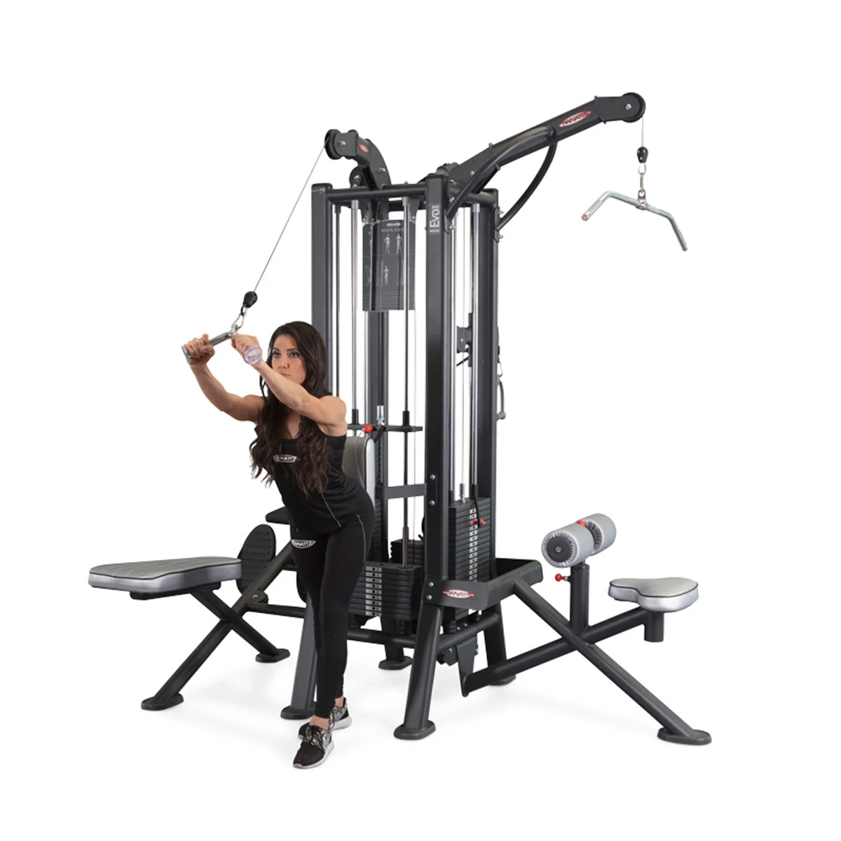 Panatta 5 Stationenturm mit Cable Crossover - Jungle Machine + Cable Station with Connection Bar - 5 Stack Multi Funktionsturm, Rahmenfarbe Silber, gebraucht - geprüfter Zustand - Image 6