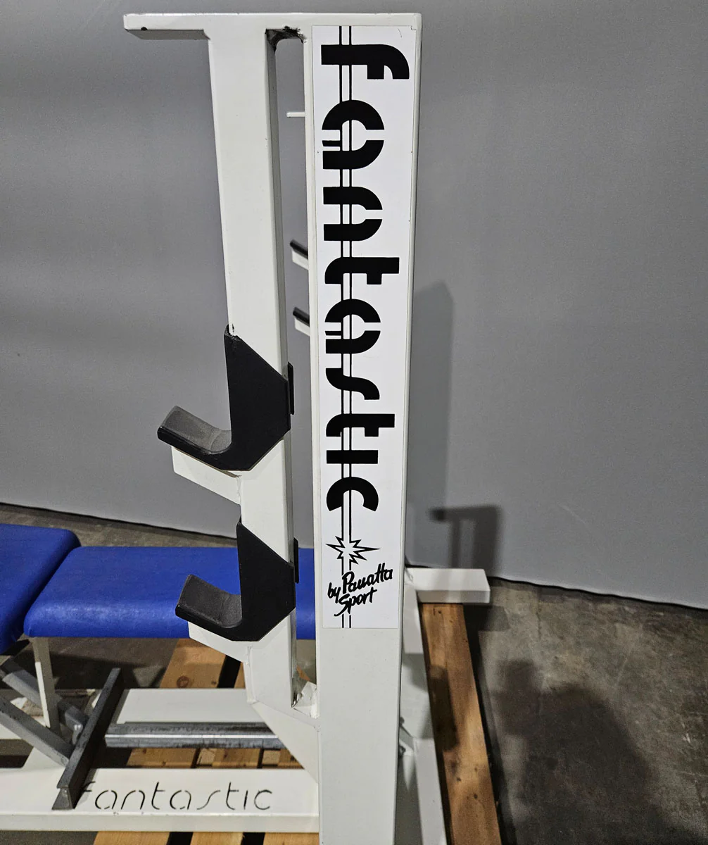 Panatta Hantelbank 3 in 1, Flachdrückerbank, Negativdrückerbank und Bauchbank in einem Gerät, Bankdrücken Fantastic, Oldschool Bodybuilding, Rahmenfarbe Weiß, gebraucht mit Gebrauchsspuren - Image 12