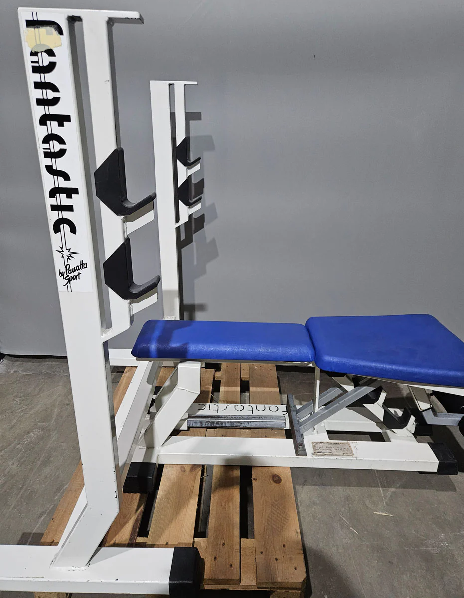 Panatta Hantelbank 3 in 1, Flachdrückerbank, Negativdrückerbank und Bauchbank in einem Gerät, Bankdrücken Fantastic, Oldschool Bodybuilding, Rahmenfarbe Weiß, gebraucht mit Gebrauchsspuren - Image 8