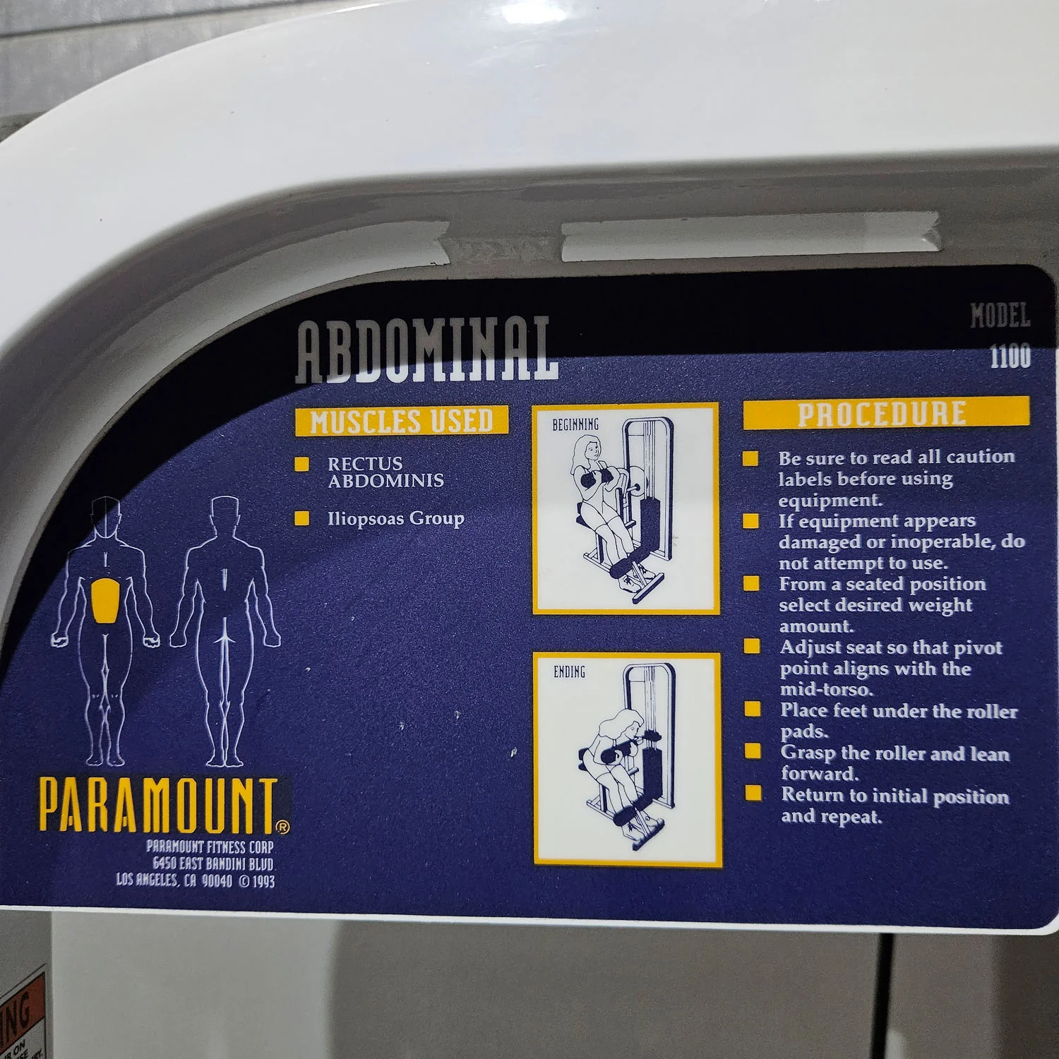 Paramount Abdominal Model 1100 - Bauchmuskel-Maschine, Abs, Made in USA, gebraucht - geprüfter Zustand - Image 9