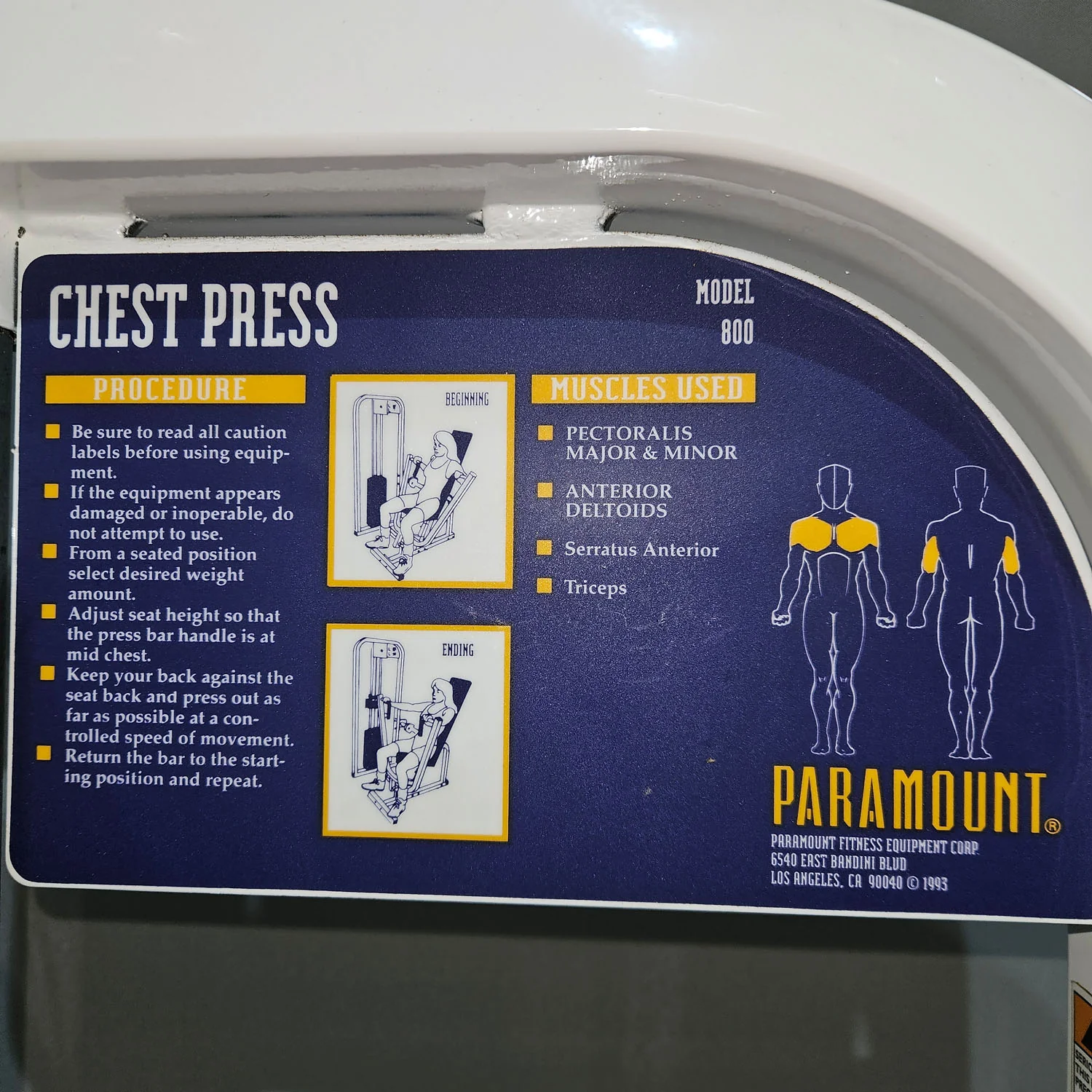 Paramount Chest Press Modell 800 - Bankdrückmaschine, Brustpresse, Made in USA, gebraucht - geprüfter Zustand - Image 8