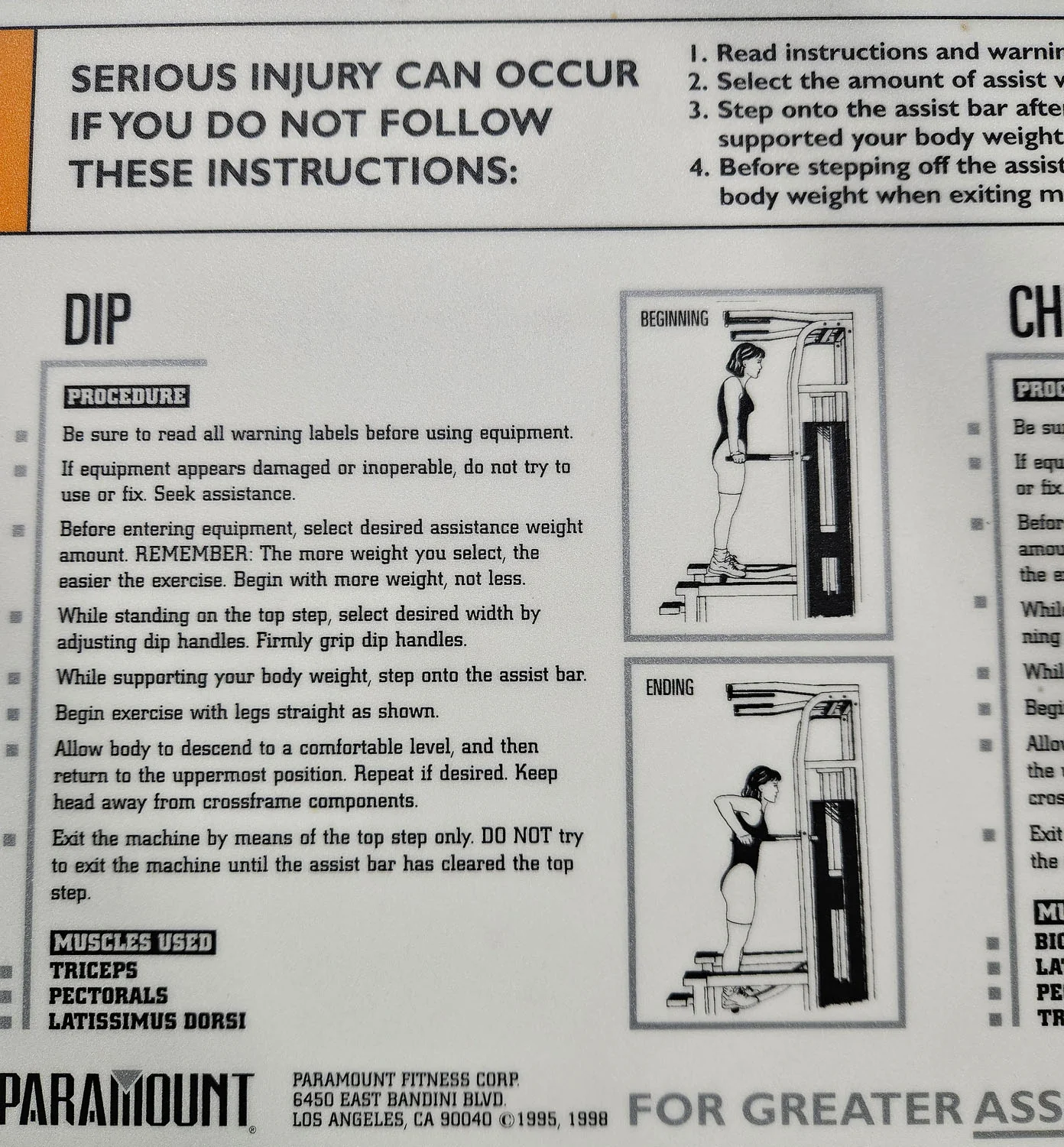 Paramount Chin-Dip Model PL4000 - Dip-Klimmzugmaschine mit Gewichtsunterstützung, Made in USA, gebraucht - geprüfter Zustand - Image 9