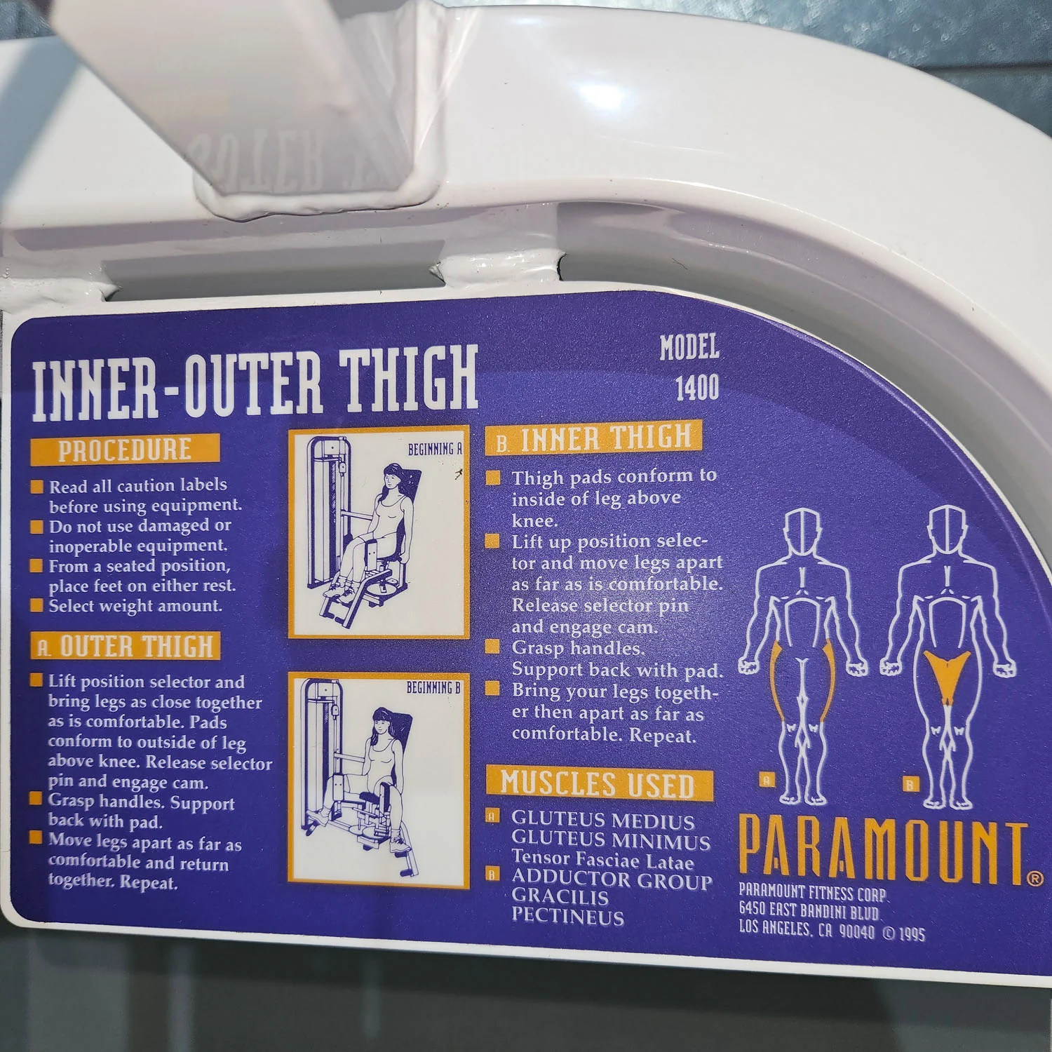 Paramount Inner-Outer Thigh Model 1400 - Abduktoren und Adduktoren 2 in 1 Kombimaschine - Hip Abduction and Hip Adduction, Made in USA, gebraucht - geprüfter Zustand - Image 7