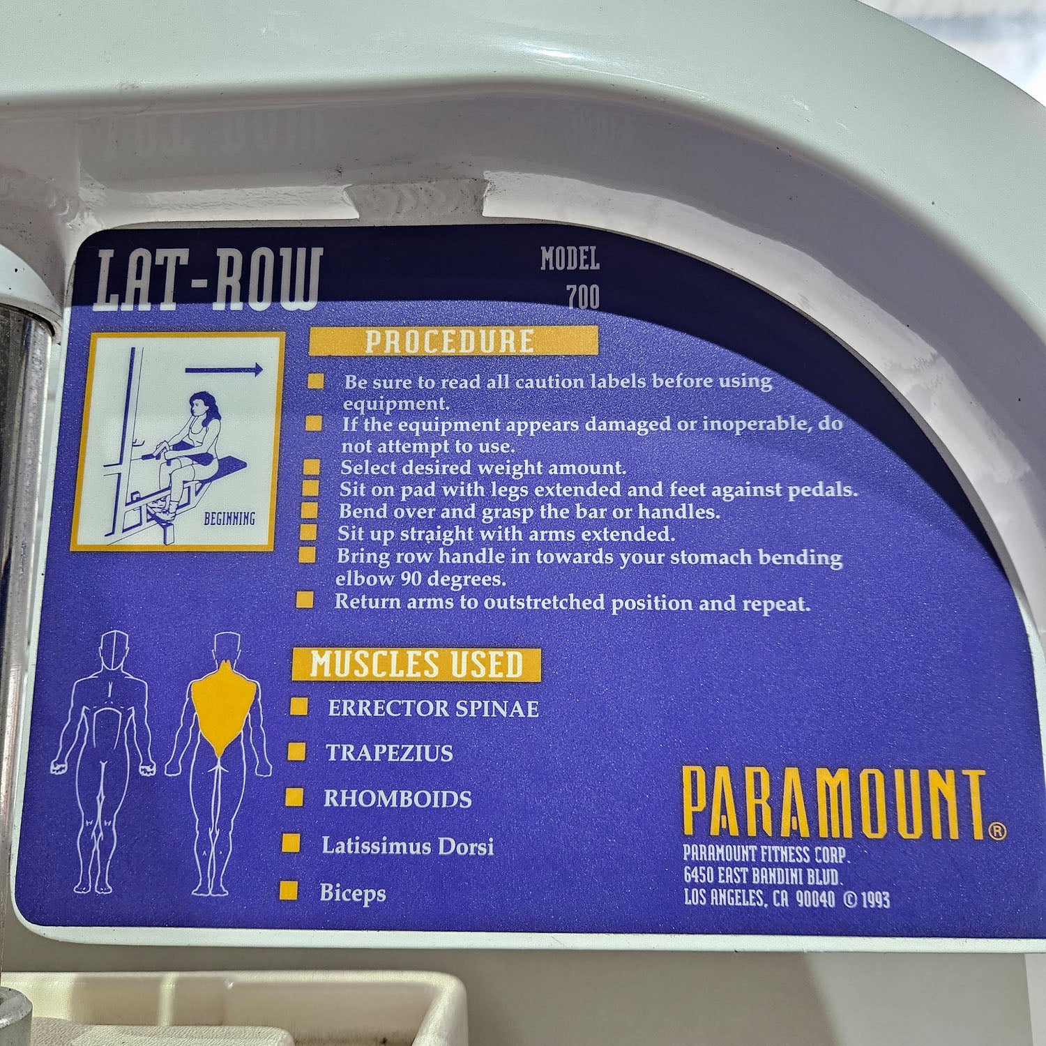 Paramount Lat-Row Model 700 - Latzug von Oben am Kabel sowie Rudern am Kabel - 2 in 1 Kombigerät, Pulldown and Row, Made in USA, gebraucht - geprüfter Zustand - Image 8