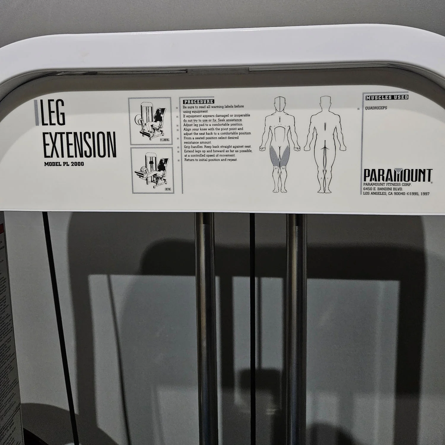 Paramount Leg Extension Model PL 2000 - Beinstrecker, Kniestrecker, Made in USA, Farbe Weiß, gebraucht - geprüfter Zustand - Image 9