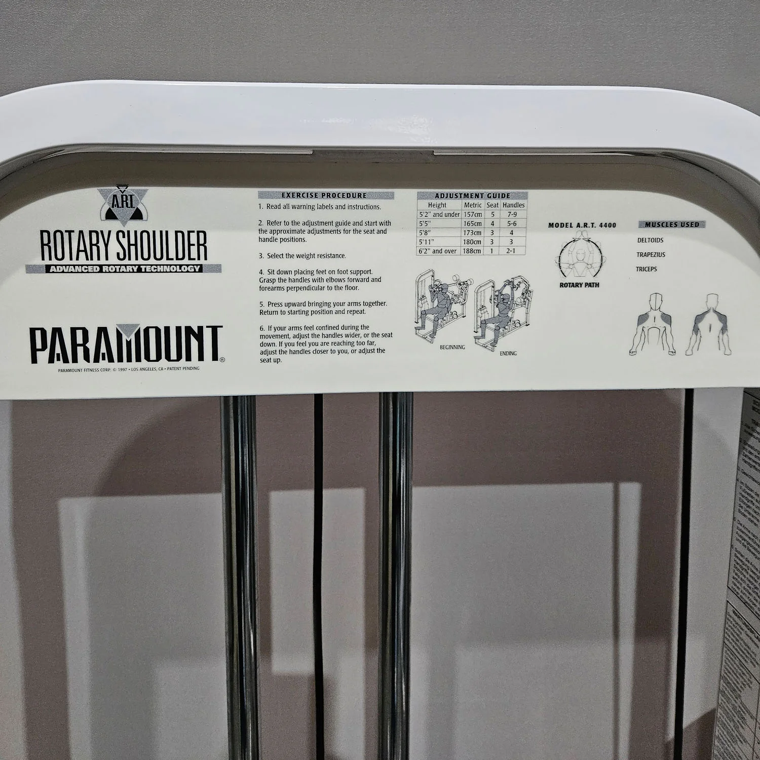 Paramount Rotary Shoulder - ART 4400 - Shoulder Press, Schulterpresse, Overheadpress, drehbare Griffe, Made in USA, gebraucht - geprüfter Zustand - Image 11