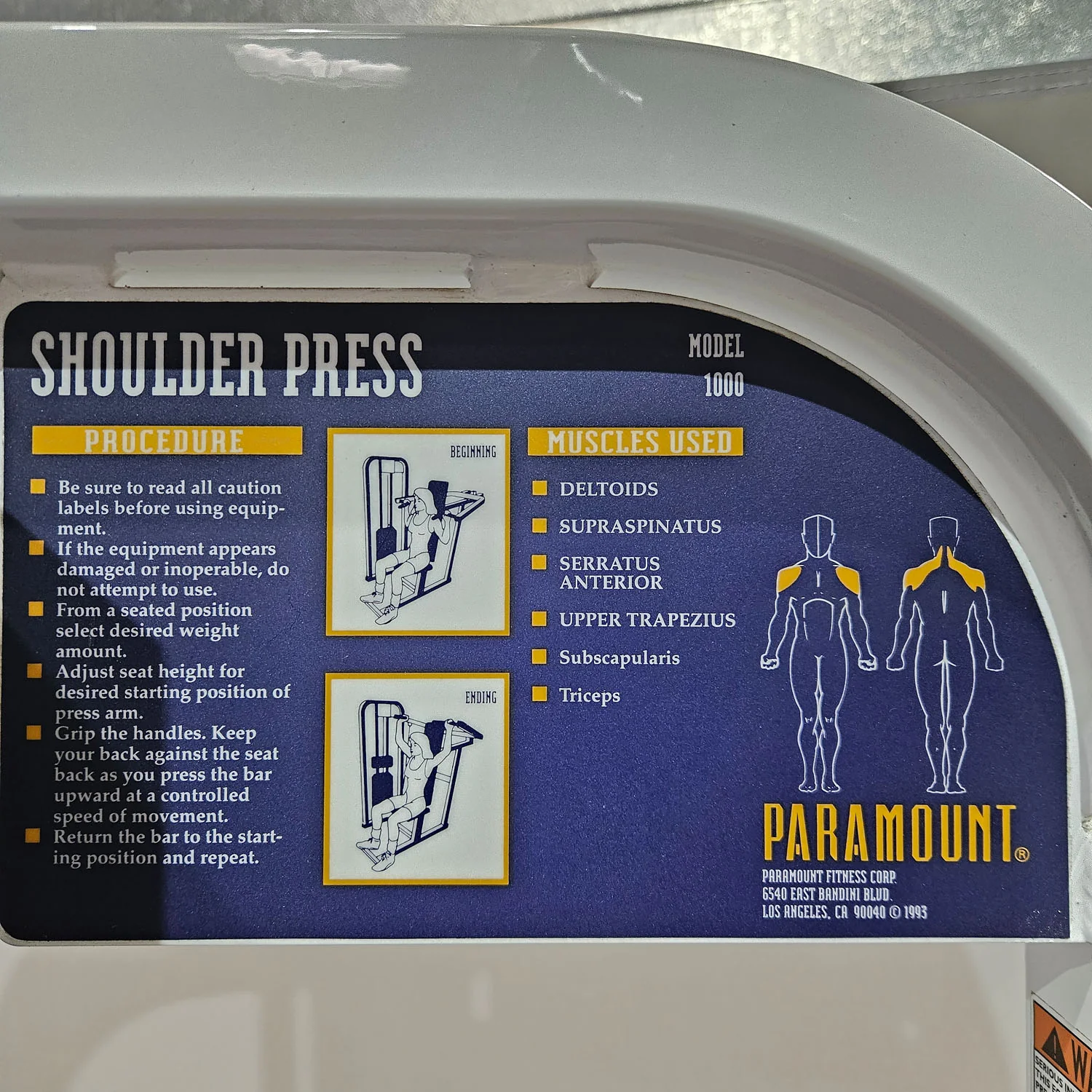 Paramount Shoulder Press Model 1000 - Schulterpresse, Overheadpress, Made in USA, gebraucht - geprüfter Zustand - Image 8