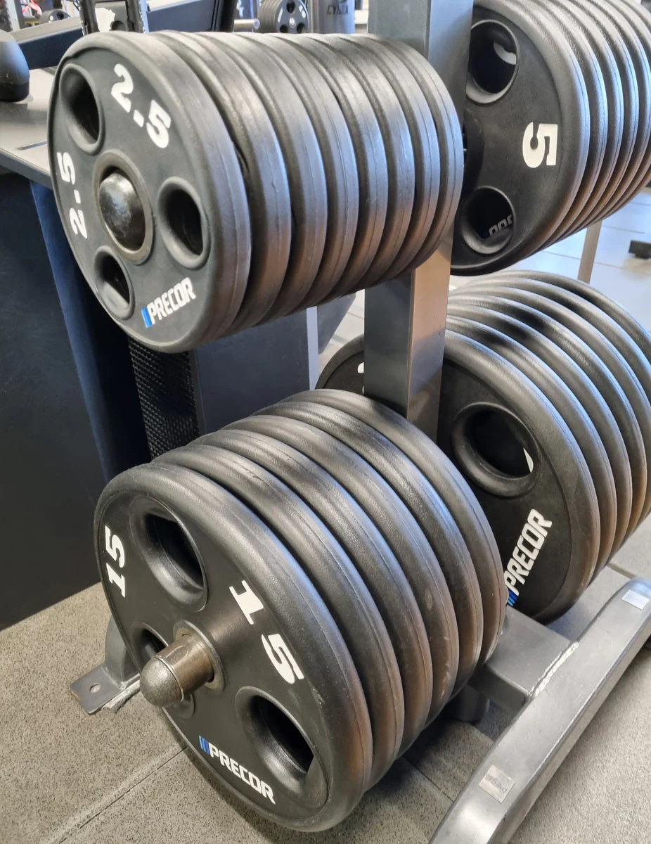 Precor Hantelscheiben, PU Polyurethan Gummiert, 937,5kg Gripper, Olympia 50mm, erst 3 Jahre alt, Schwarz, gebraucht - guter Zustand - Image 3