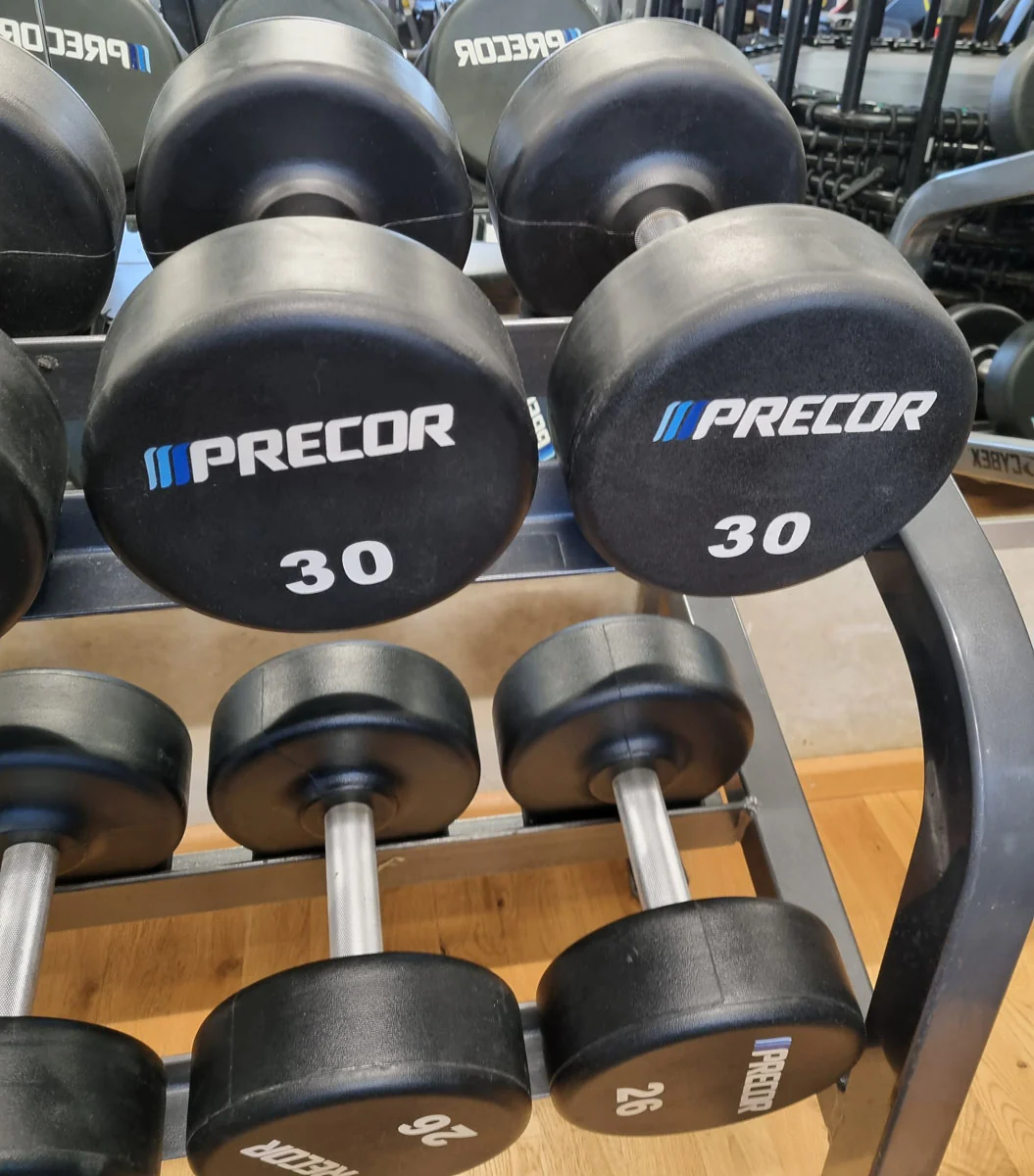 Precor Kurzhantel Satz aus PU Polyurethan Gummiert, 2 bis 30kg, verschiedene Stufen, erst 3 Jahre alt, Schwarz, gebraucht - guter Zustand - Image 13