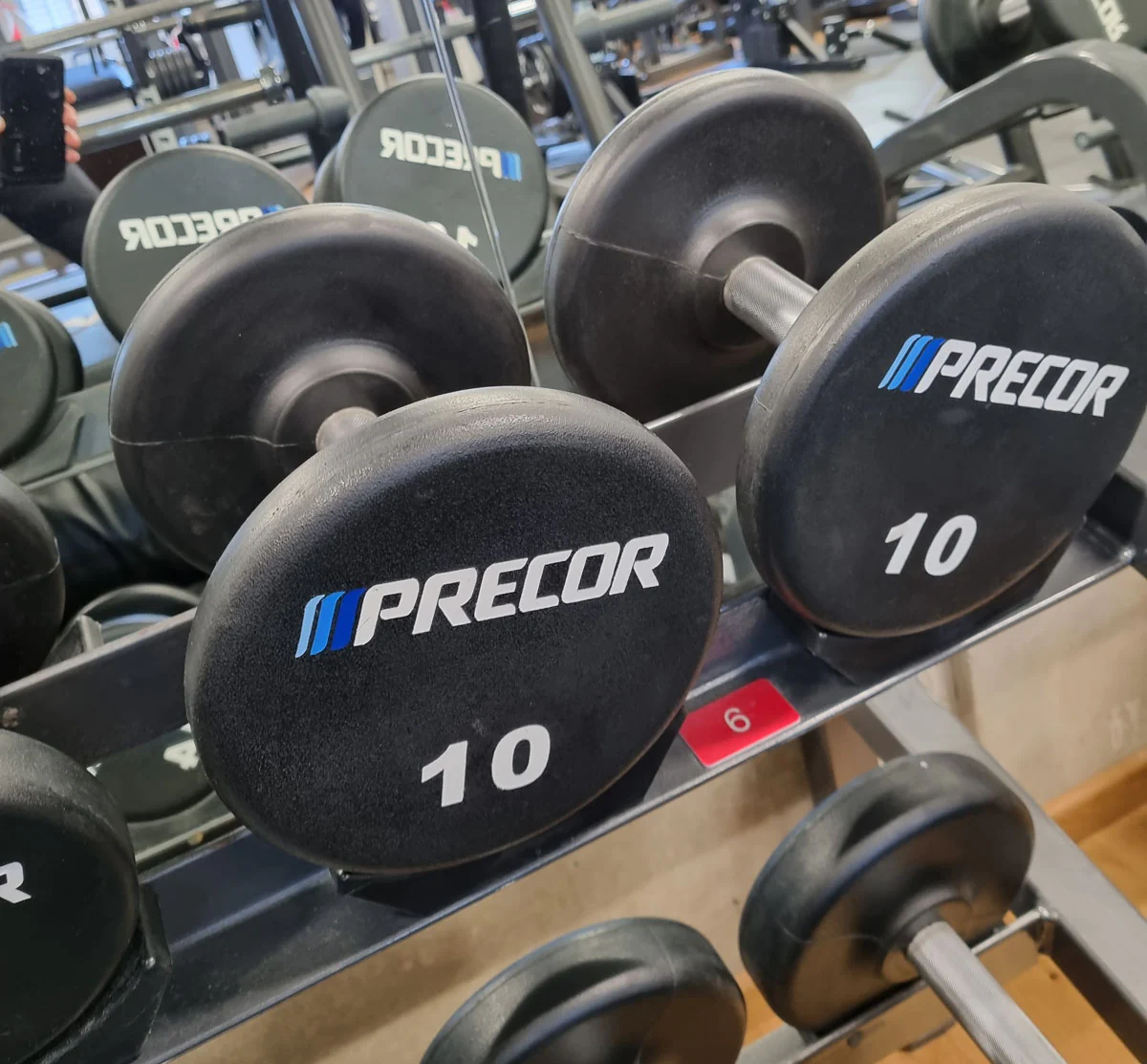 Precor Kurzhantel Satz aus PU Polyurethan Gummiert, 2 bis 30kg, verschiedene Stufen, erst 3 Jahre alt, Schwarz, gebraucht - guter Zustand - Image 5
