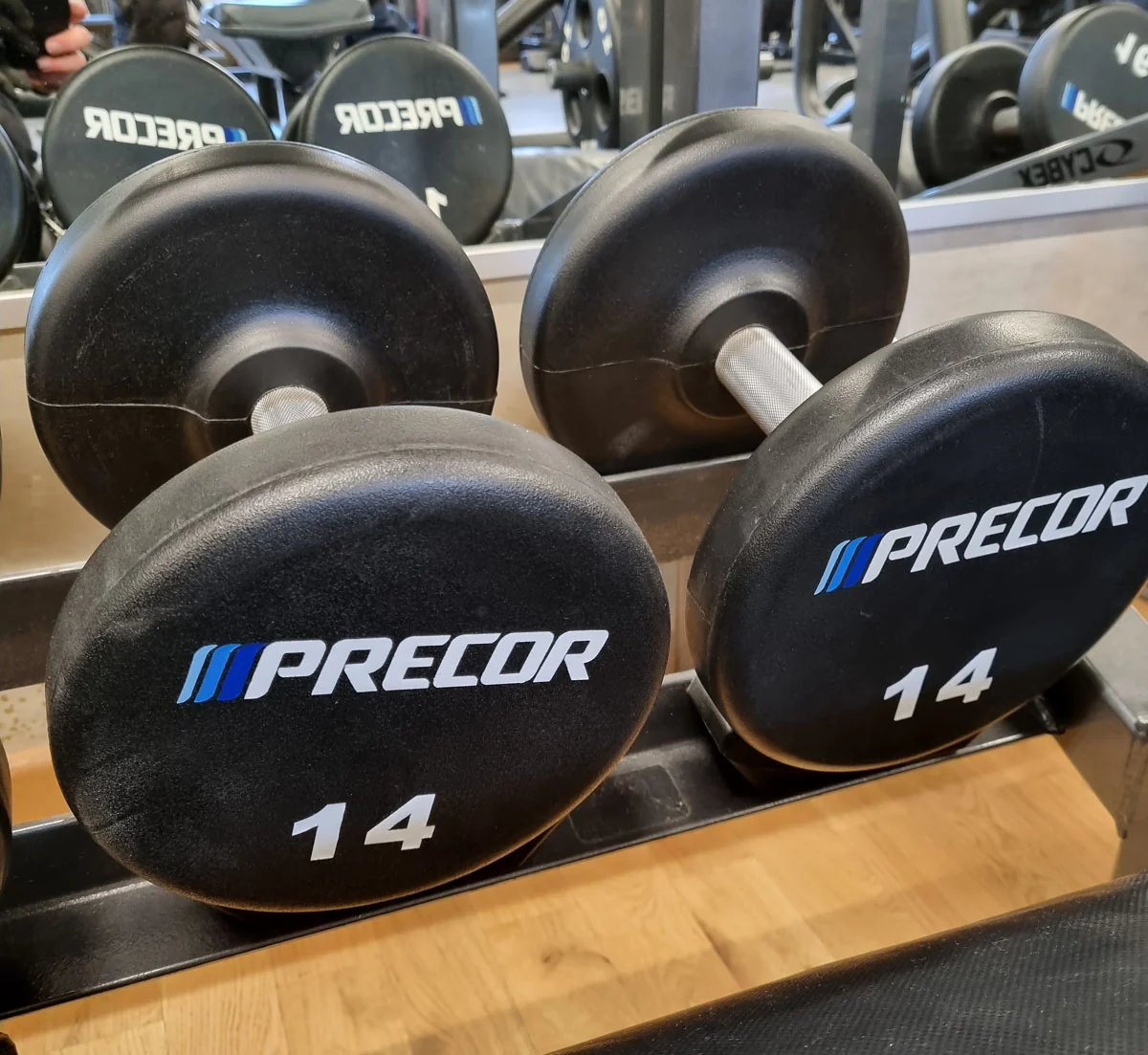 Precor Kurzhantel Satz aus PU Polyurethan Gummiert, 2 bis 30kg, verschiedene Stufen, erst 3 Jahre alt, Schwarz, gebraucht - guter Zustand - Image 7
