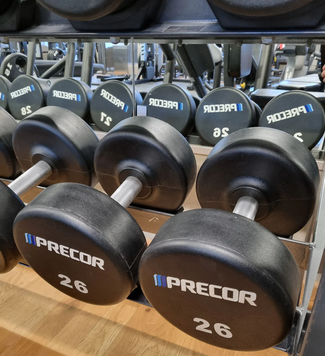 Precor Kurzhantel Satz aus PU Polyurethan Gummiert, 2 bis 30kg, verschiedene Stufen, erst 3 Jahre alt, Schwarz, gebraucht - guter Zustand - Image 9