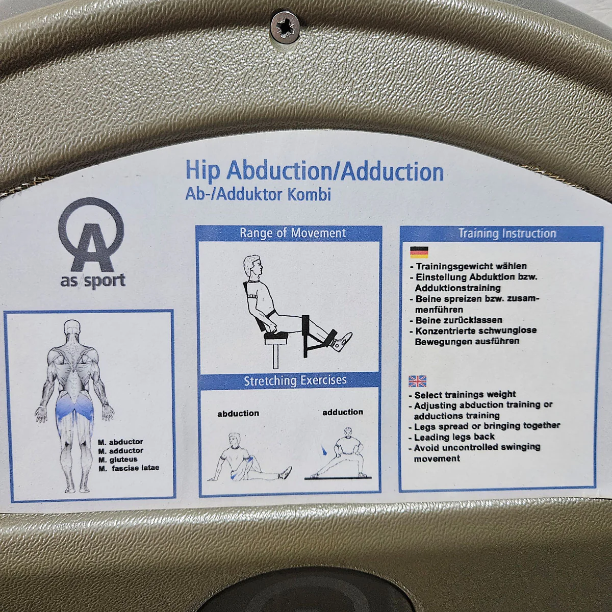 Proxomed / AS, Adduktoren und Abduktoren Kombimaschine, 2 in 1, gebraucht - überholter Zustand - Image 10