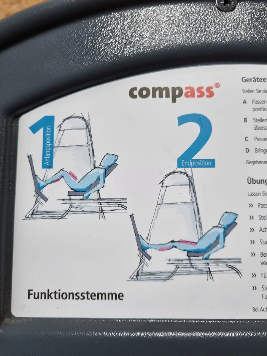 Proxomed Funktionsstemme Compass 530, Beinpresse verstellbar, MPG, Reha, Rahmenfarbe Silber, Polsterfarbe Rot, gebraucht - überholter Zustand - Image 15