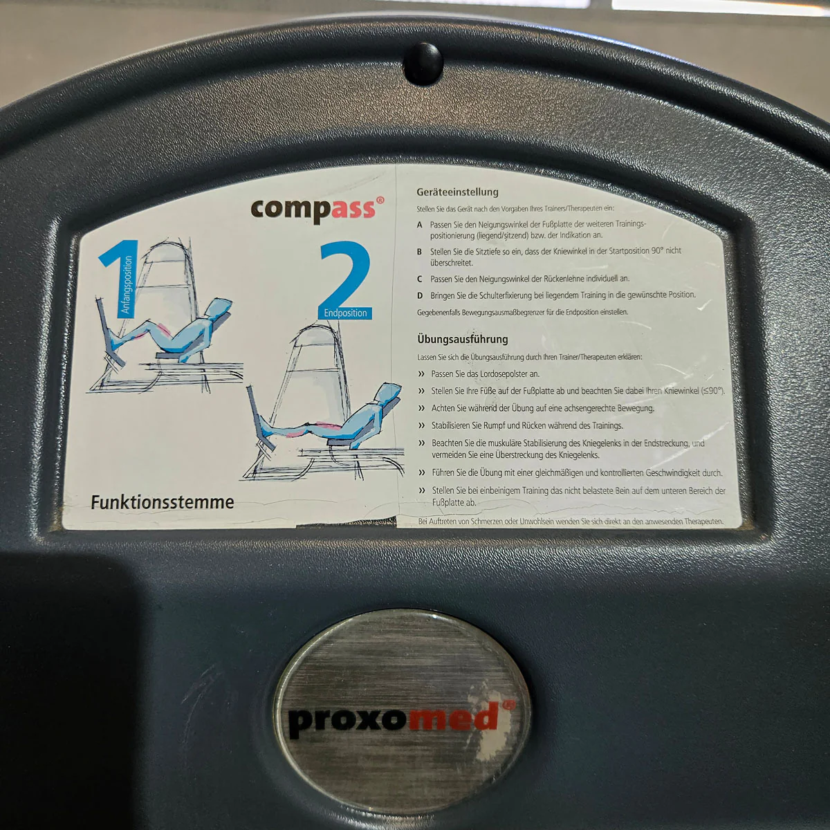 Proxomed Funktionsstemme Compass 530, Beinpresse verstellbar, MPG, Reha, Rahmenfarbe Weiß, Polster Schwarz, gebraucht - überholter Zustand - Image 13