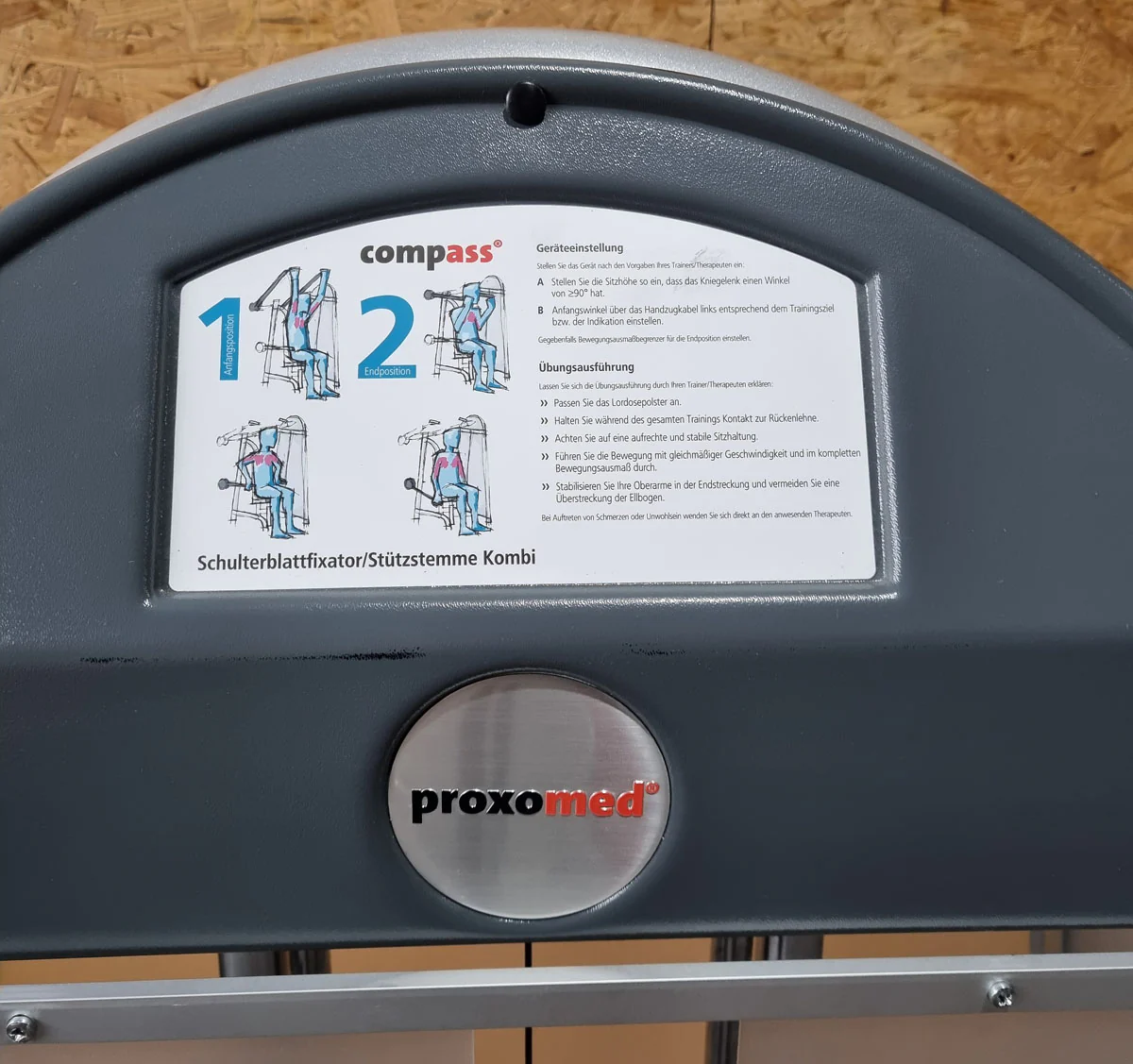 Proxomed Schulterblattfixator Stützstemme Kombi, Compass 530, Latzug und Dips 2 in 1 Kombigerät, MPG, Reha, Rahmenfarbe Silber, Polsterfarbe Rot, gebraucht - überholter Zustand - Image 11
