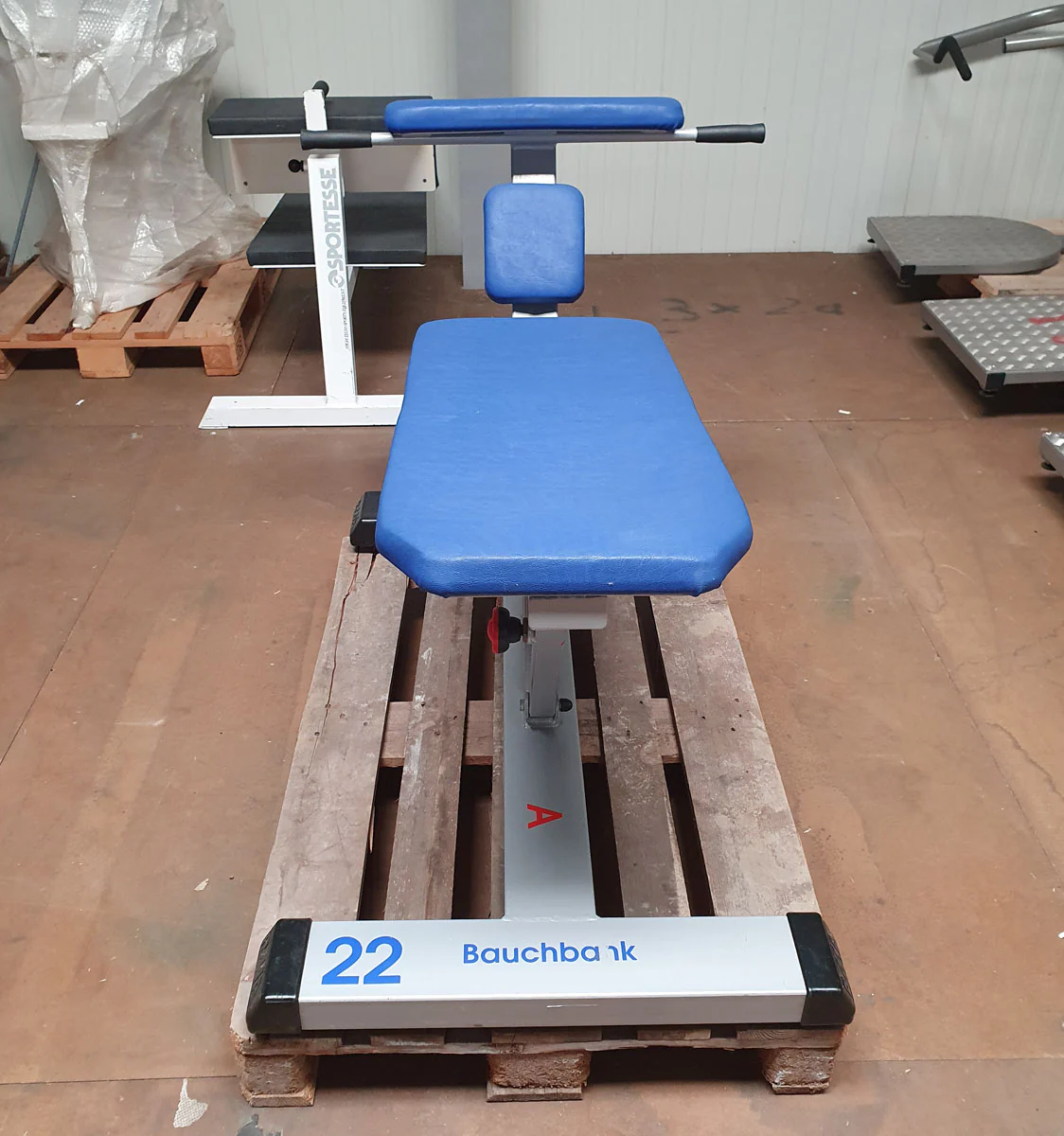 RMA Vorderer Rumpfheber, verstellbare Bauchbank, Abdominal Crunch Bench, Rahmenfarbe Silber-Grau, Polsterfarbe Blau, gebraucht - überholter Zustand - Image 5