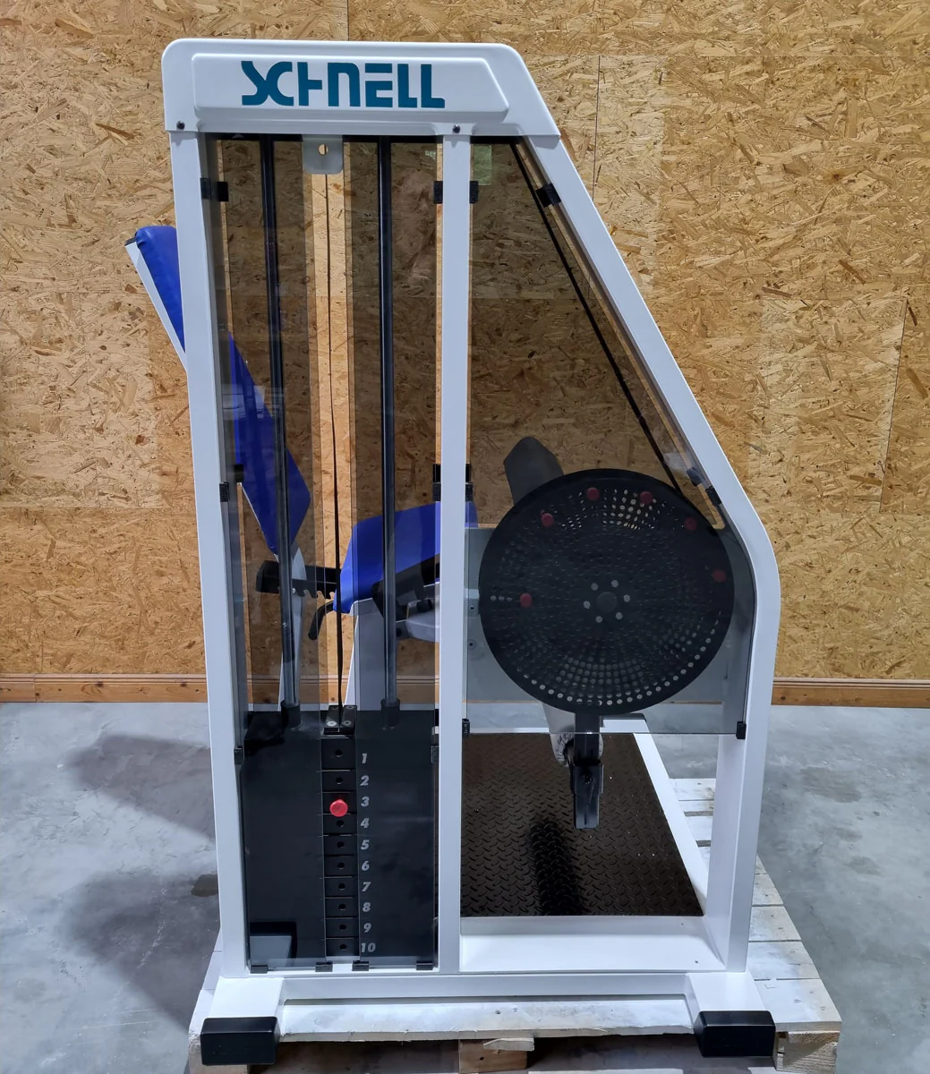 Schnell Beinstrecker und Beinbeuger sitzend im Set 2 Geräte - Neu lackiert - Leg Curl und Leg Extension, Rahmenfarbe Weiß, Polsterfarbe Blau, gebraucht - überholter Zustand - Image 7