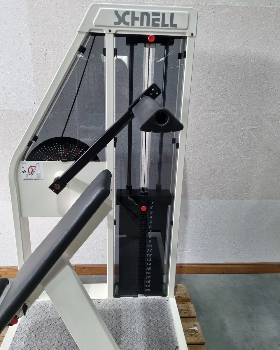 Schnell Pullover Maschine, Armhebemaschine, Überzüge - Target Kompakt Line - Oldschool Bodybuilding, Rahmenfarbe Weiß, gebrauchter - überholter Zustand - Image 7