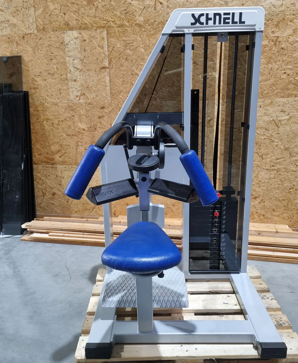 Schnell Seitneige-Maschine, Lateral Flexion, Lat Flex, Rahmenfarbe Silber, Polsterfarbe Blau, gebraucht - überholter Zustand - Image 10