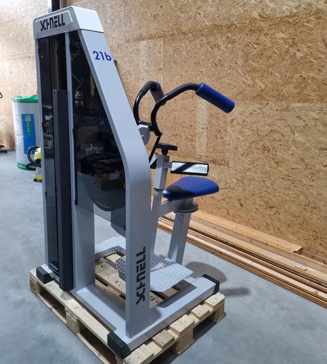 Schnell Seitneige-Maschine, Lateral Flexion, Lat Flex, Rahmenfarbe Silber, Polsterfarbe Blau, gebraucht - überholter Zustand - Image 11