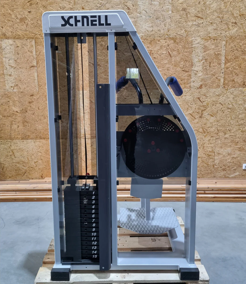 Schnell Seitneige-Maschine, Lateral Flexion, Lat Flex, Rahmenfarbe Silber, Polsterfarbe Blau, gebraucht - überholter Zustand - Image 12