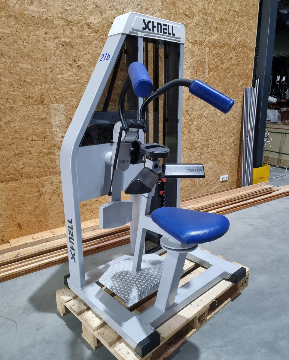 Schnell Seitneige-Maschine, Lateral Flexion, Lat Flex, Rahmenfarbe Silber, Polsterfarbe Blau, gebraucht - überholter Zustand - Image 3