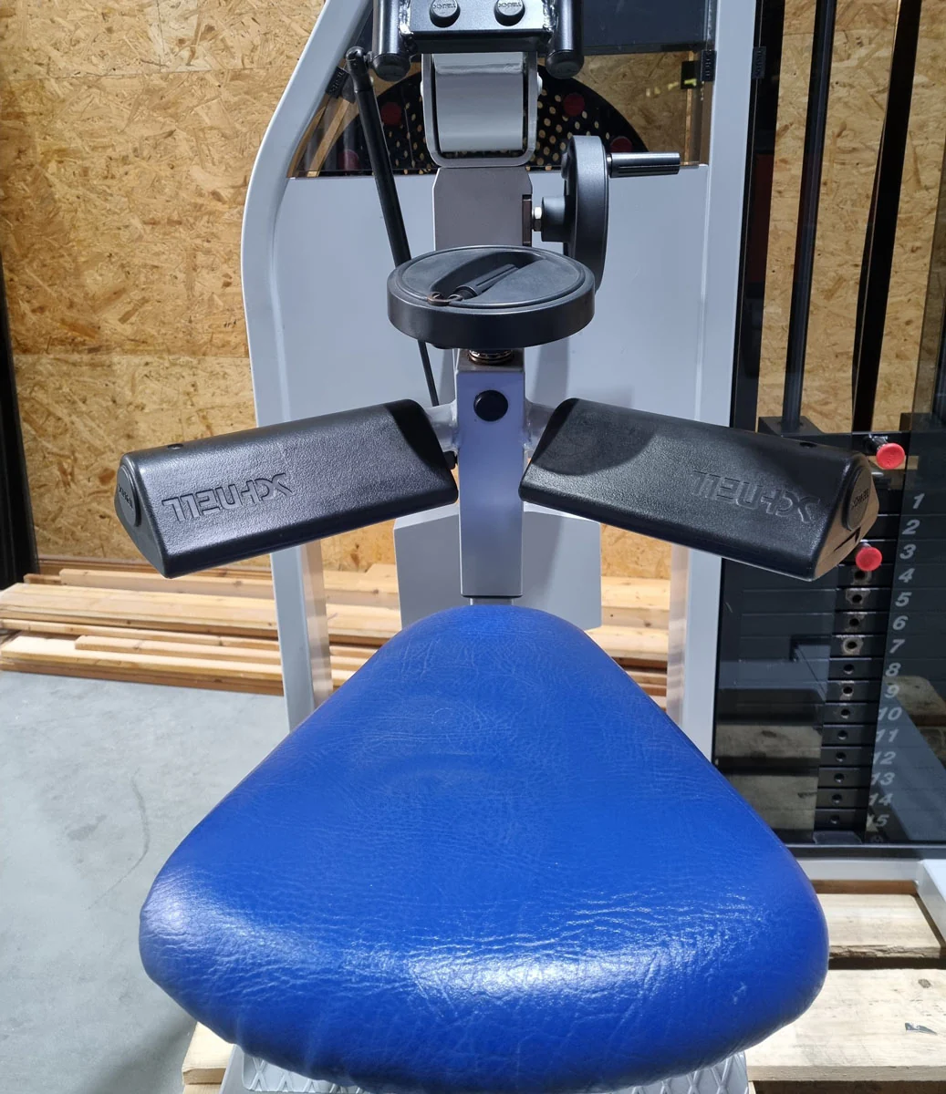 Schnell Seitneige-Maschine, Lateral Flexion, Lat Flex, Rahmenfarbe Silber, Polsterfarbe Blau, gebraucht - überholter Zustand - Image 7