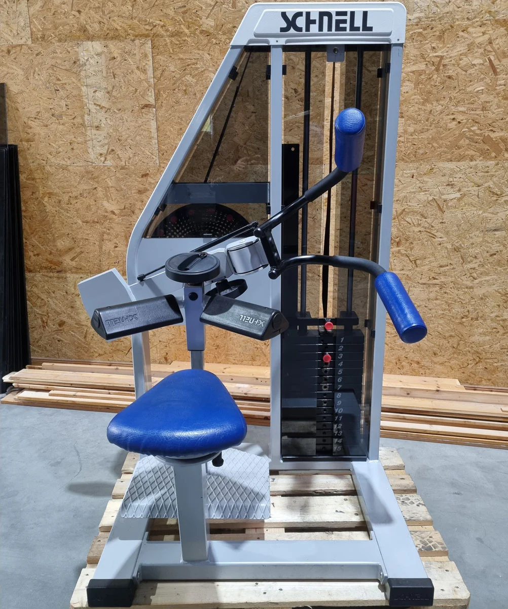 Schnell Seitneige-Maschine, Lateral Flexion, Lat Flex, Rahmenfarbe Silber, Polsterfarbe Blau, gebraucht - überholter Zustand - Image 8