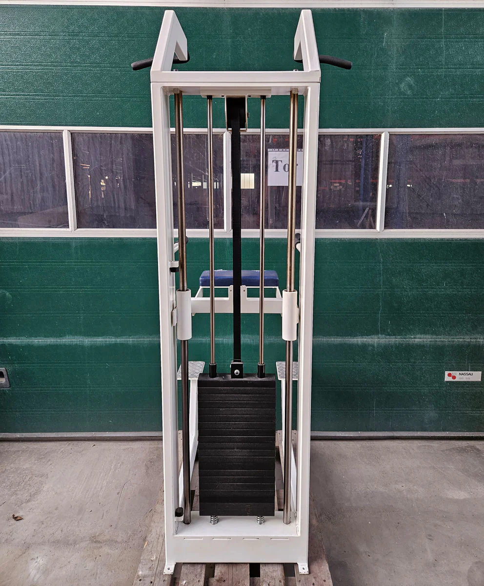 Sportesse DipChin, Dip-Klimmzugmaschine mit Gewichtsunterstützung, Rahmen Weiß, Polster NEU in Wunschfarbe, gebraucht - Image 3