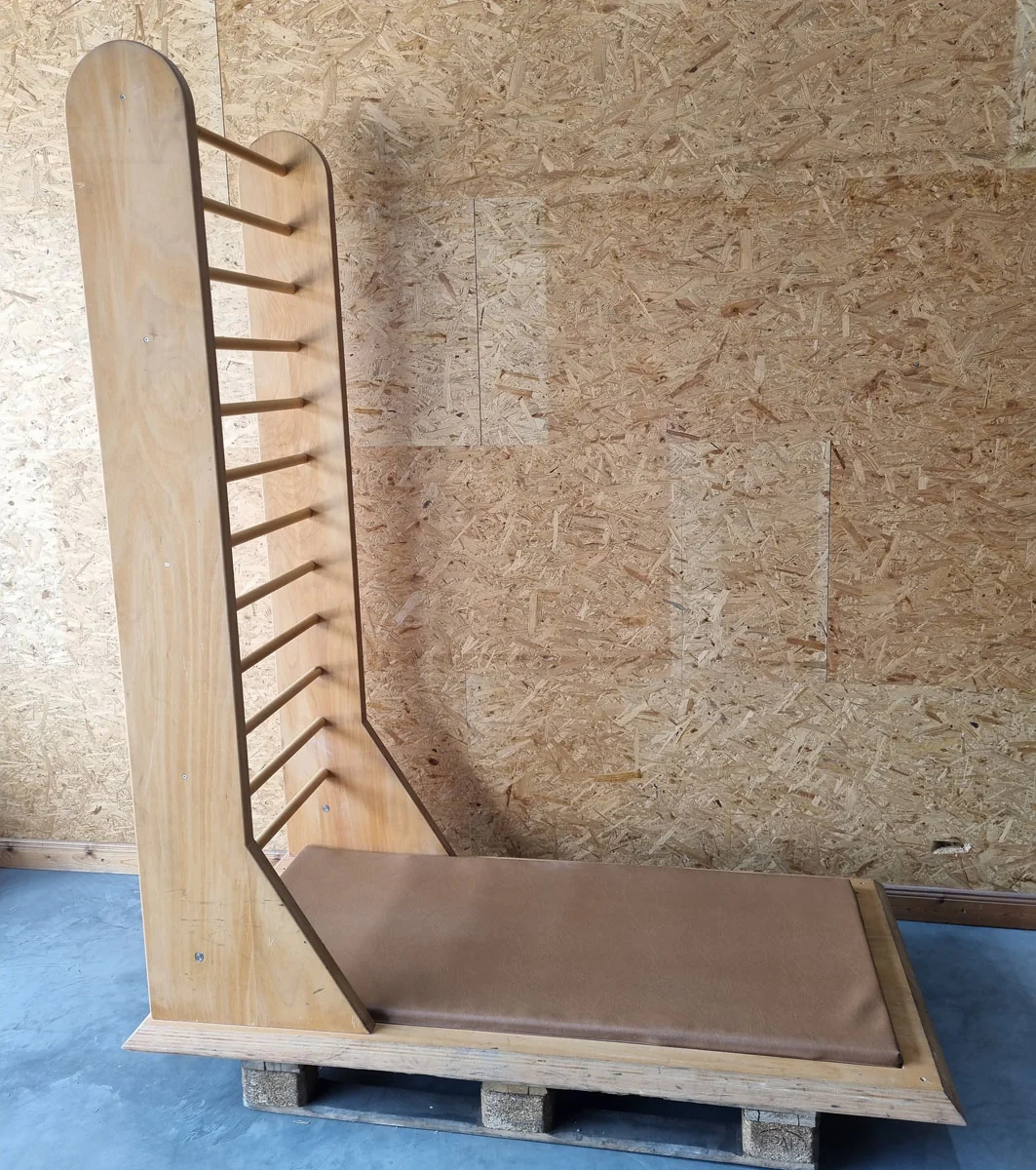 Sprossenwand zum dehnen mit Polster, diverse Übungen möglich, Polsterfarbe Braun, gebrauchter Zustand - Image 2