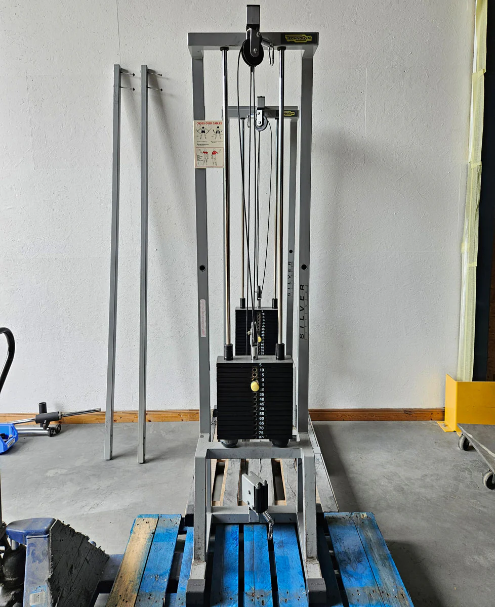 TechnoGym 2x Kabelzug, Cable Crossover, Seilzug von oben und unten, Silverline, Oldschool, Rahmenfarbe Silber, gebraucht - mit Gebrauchsspuren - Image 3