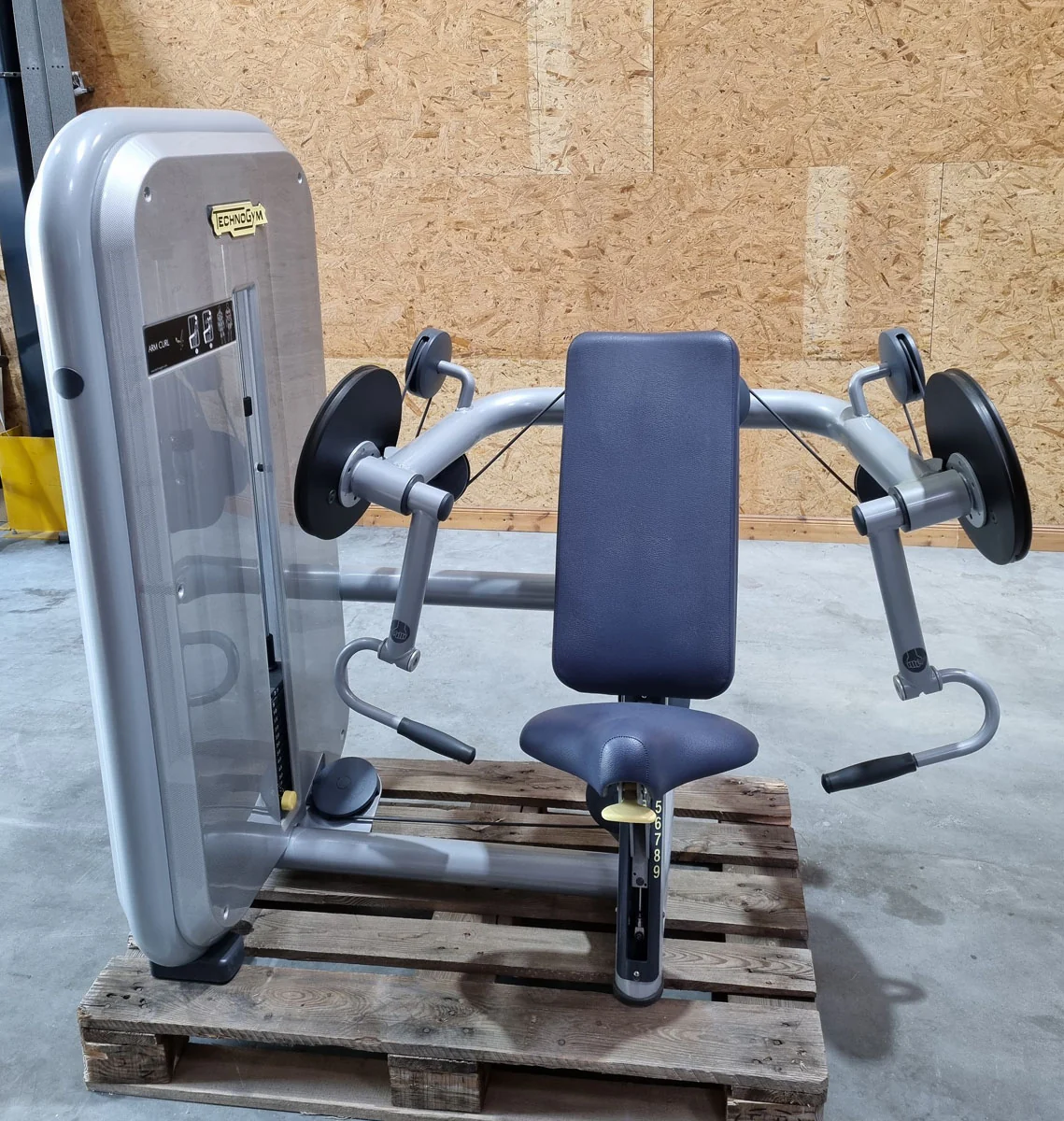TechnoGym Bizepsmaschine, Arm Curl, Element Line, Rahmenfarbe Silber, Polsterfarbe Taubenblau, gebraucht - überholter Zustand - Image 2