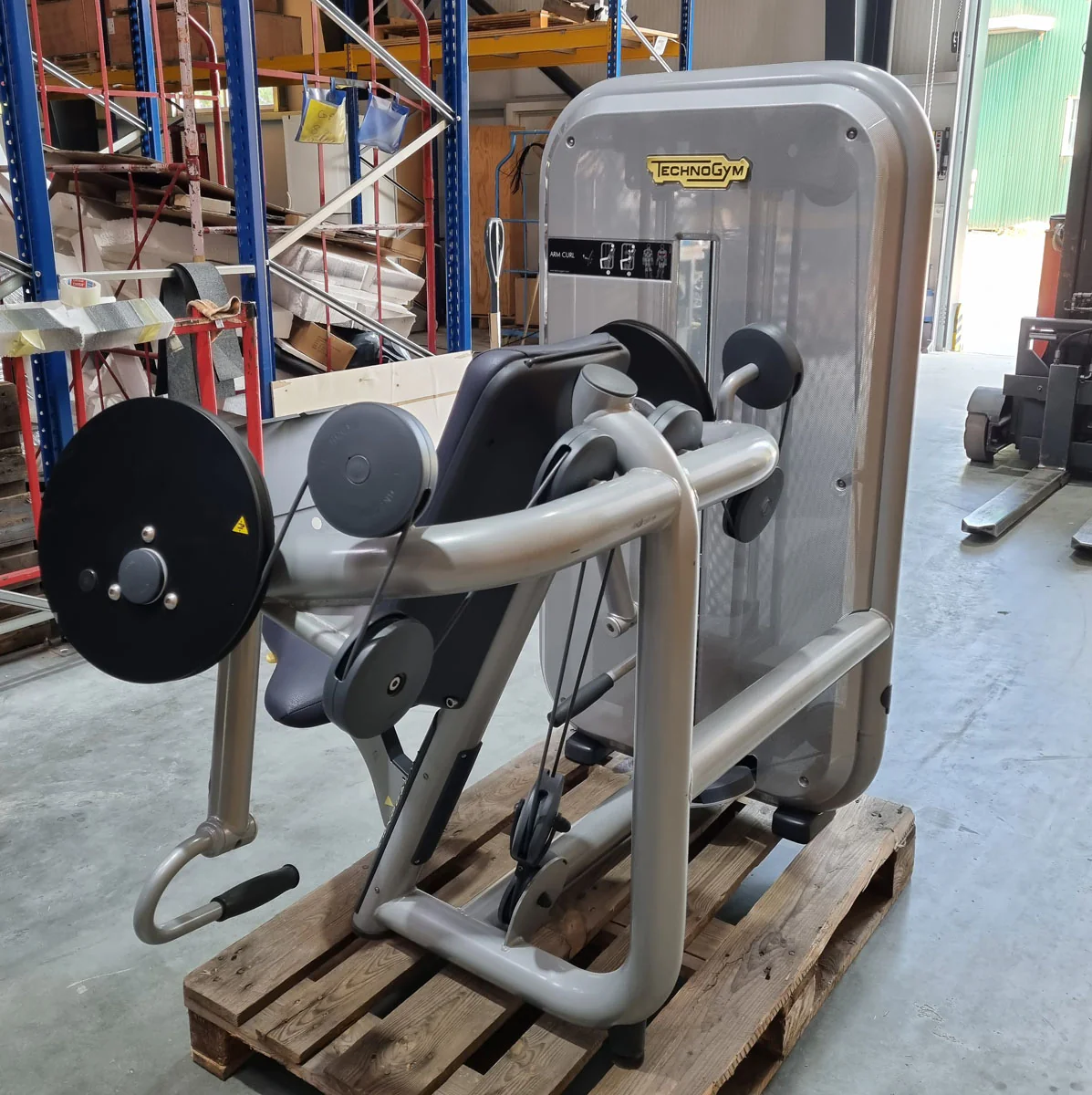 TechnoGym Bizepsmaschine, Arm Curl, Element Line, Rahmenfarbe Silber, Polsterfarbe Taubenblau, gebraucht - überholter Zustand - Image 3