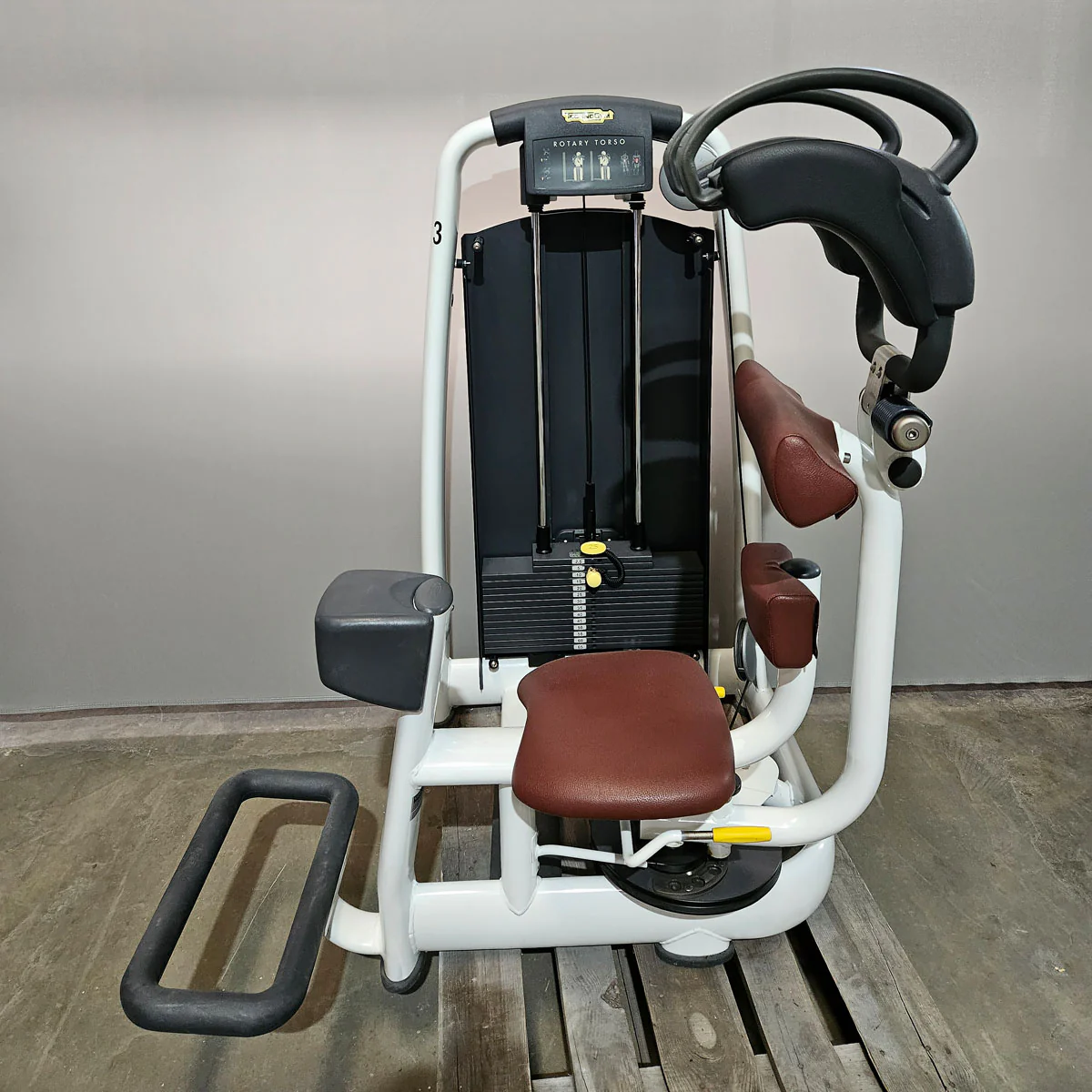 Technogym Rotationsmaschine, Rotary Torso, Twister, Selection Line, Rahmenfarbe Weiß, Polsterfarbe Braun, gebraucht - überholter Zustand - Image 2