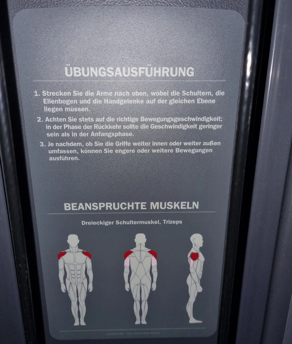 TechnoGym Schulterpresse, Shoulder Press, Selection Line - Rahmen Silber, Polster Braun, gebraucht - überholter Zustand - Image 8