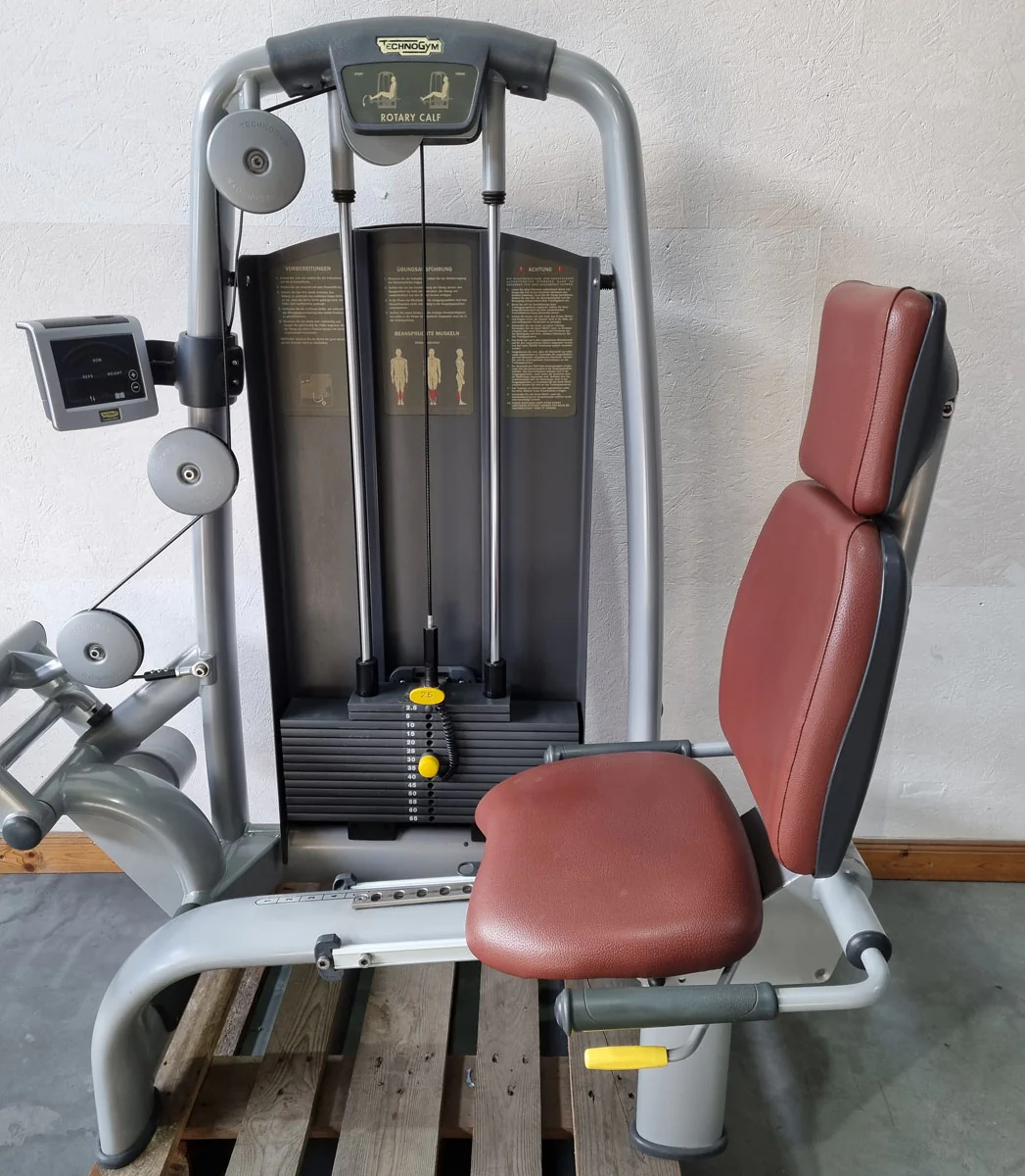 Technogym Wadenmaschine sitzend, Rotary Calf Press, Wadenpresse, Selection Line mit Isocontrol Display, Rahmenfarbe Silber, Polsterfarbe Braun, gebrauchter - überholter Zustand - Image 5
