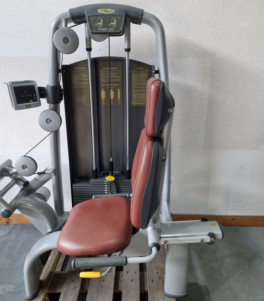 Technogym Wadenmaschine sitzend, Rotary Calf Press, Wadenpresse, Selection Line mit Isocontrol Display, Rahmenfarbe Silber, Polsterfarbe Braun, gebrauchter - überholter Zustand - Image 6